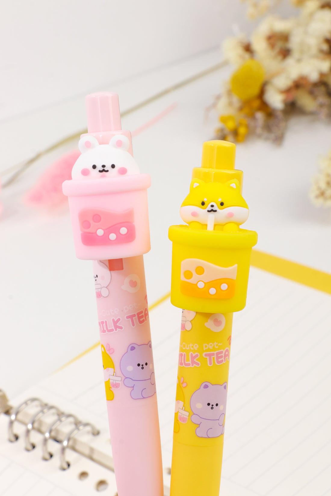 Boba Pet Retractable Gel Pen - Cute Kawaii Cat & Dog Design, Smooth Writing for School, Office & Journaling - Perfect Gift for Students & Stationery Lovers