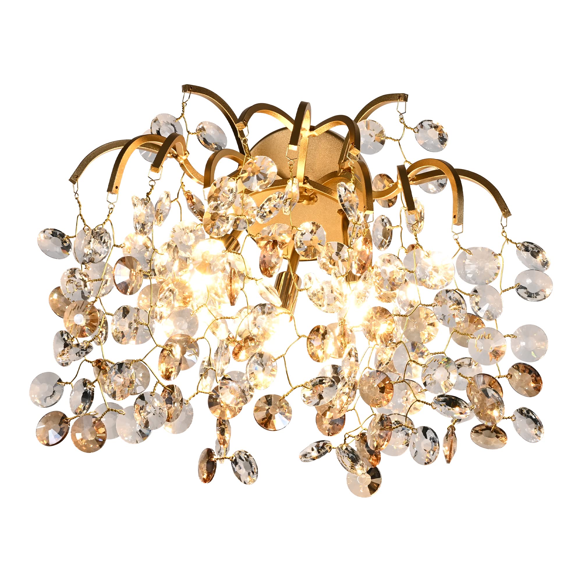 Modern Crystal Wall Sconces - Gold Tree Branch Raindrop Wall Light Fixture for Living Room, Bedroom, Hallway | Elegant Lighting for Home Decor & Bedside Ambience