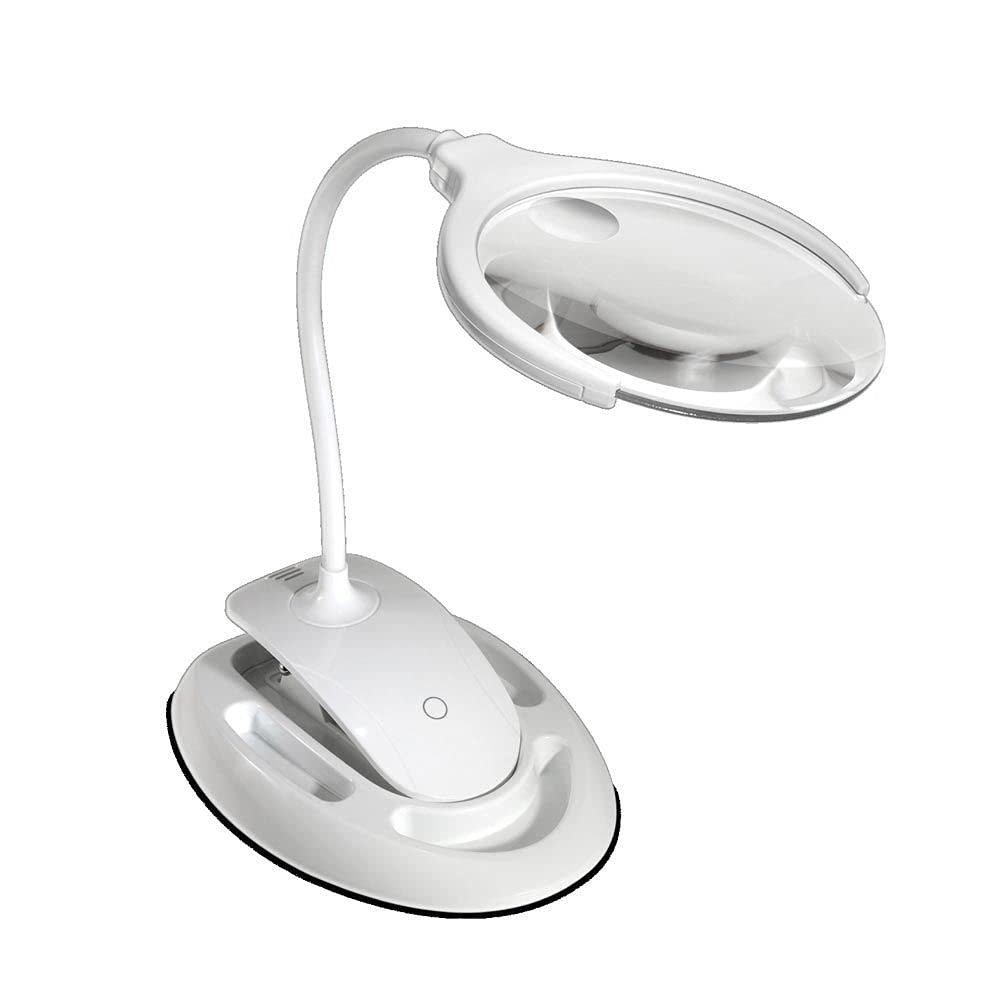 Enkay 2-in-1 LED Magnifier Lamp with 3 & 8 Diopter Lenses - Rechargeable Desk/Clamp-On Magnifying Glass for Reading, Crafts & Detailed Work | Perfect for Jewelry Making, Sewing & Electronics Repair