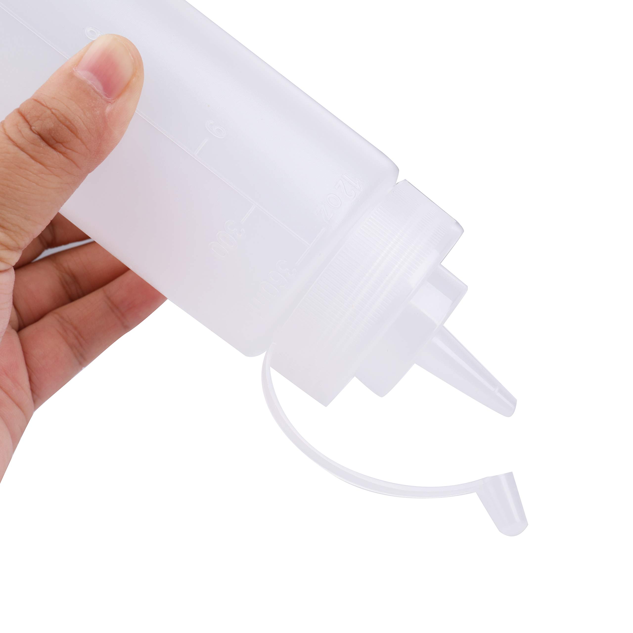 Bekith 12-Pack 12oz Plastic Squeeze Condiment Bottles with Twist-On Caps & Measurement Marks - Wide Mouth Empty Squeeze Bottles for Sauces, Ketchup, BBQ, Dressings, Paint - Perfect for Kitchen, Restaurants & DIY Crafts