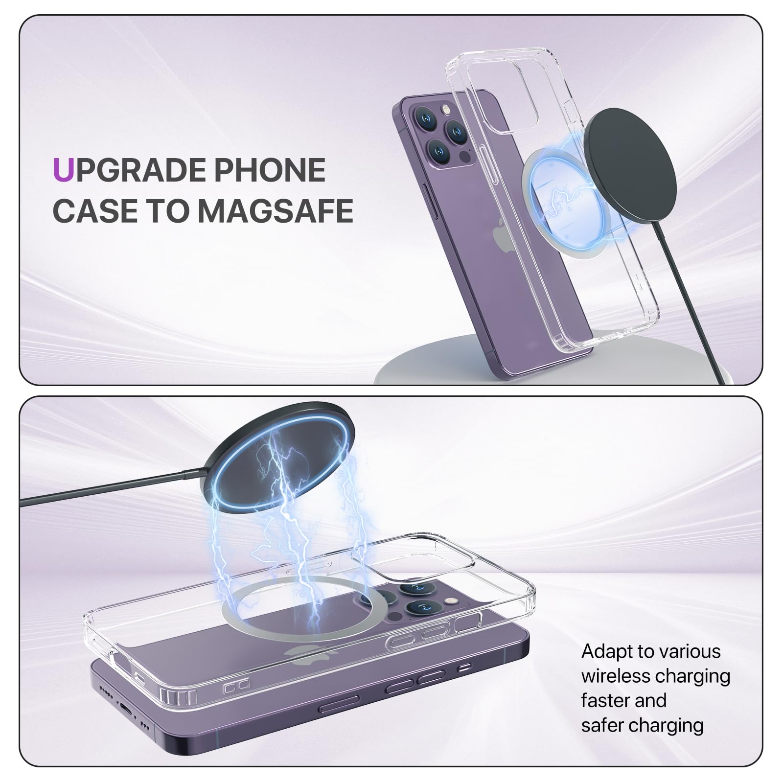 2PCS MagEase Universal Metal Ring - Compatible with iPhone 16/15/14/13/12 Series & Samsung Galaxy - Magsafe Magnetic Wireless Charging Accessory (Silver) - Perfect for Car Mounts, Wallets & Phone Stands