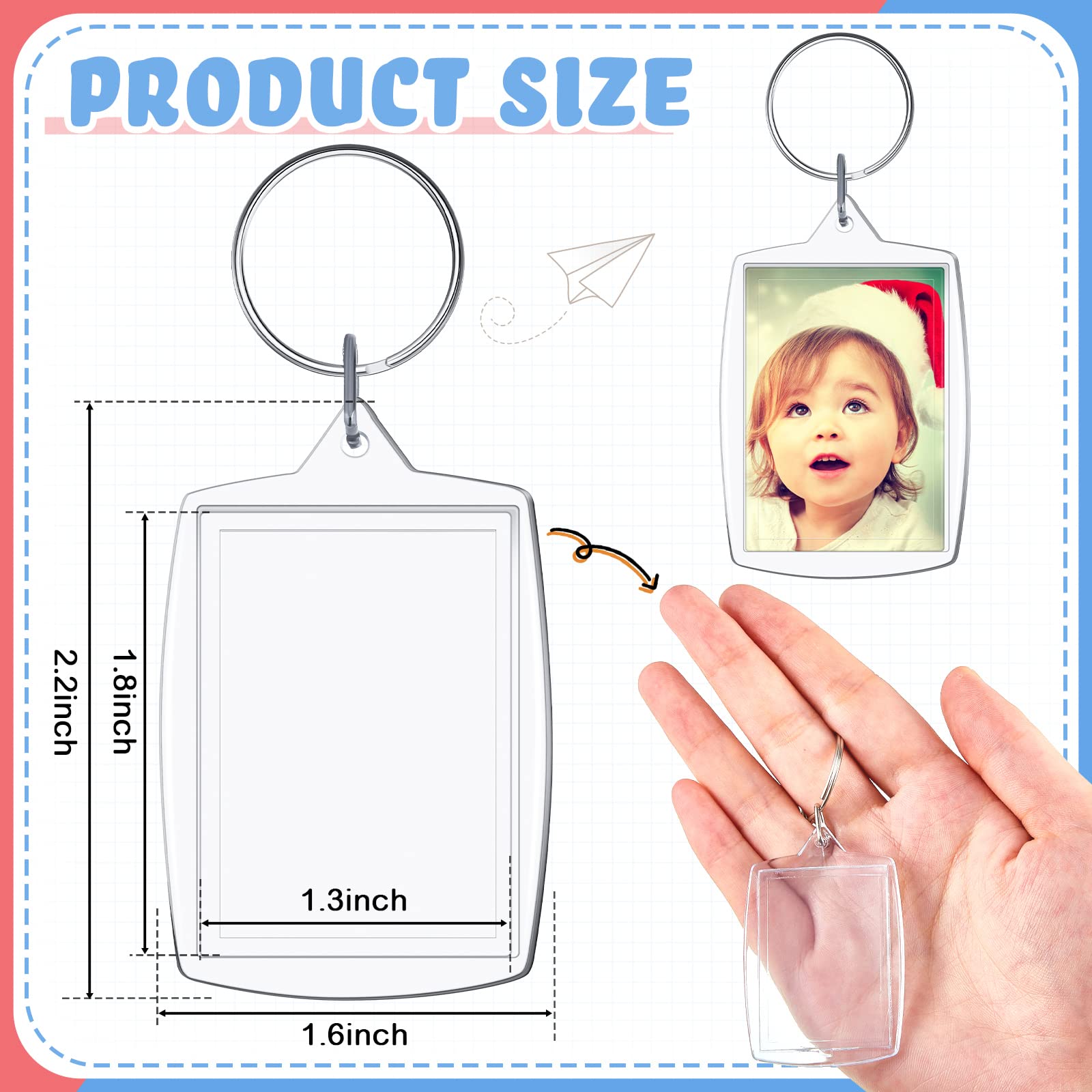 300 Pcs Graduation Keychains for Class of 2025 - Clear Acrylic Photo Frame Keyrings (2.2 x 1.6 Inch) - Bulk Graduation Gifts for Him & Her - Perfect for Yearbook Photos, Party Favors & Commencement Souvenirs