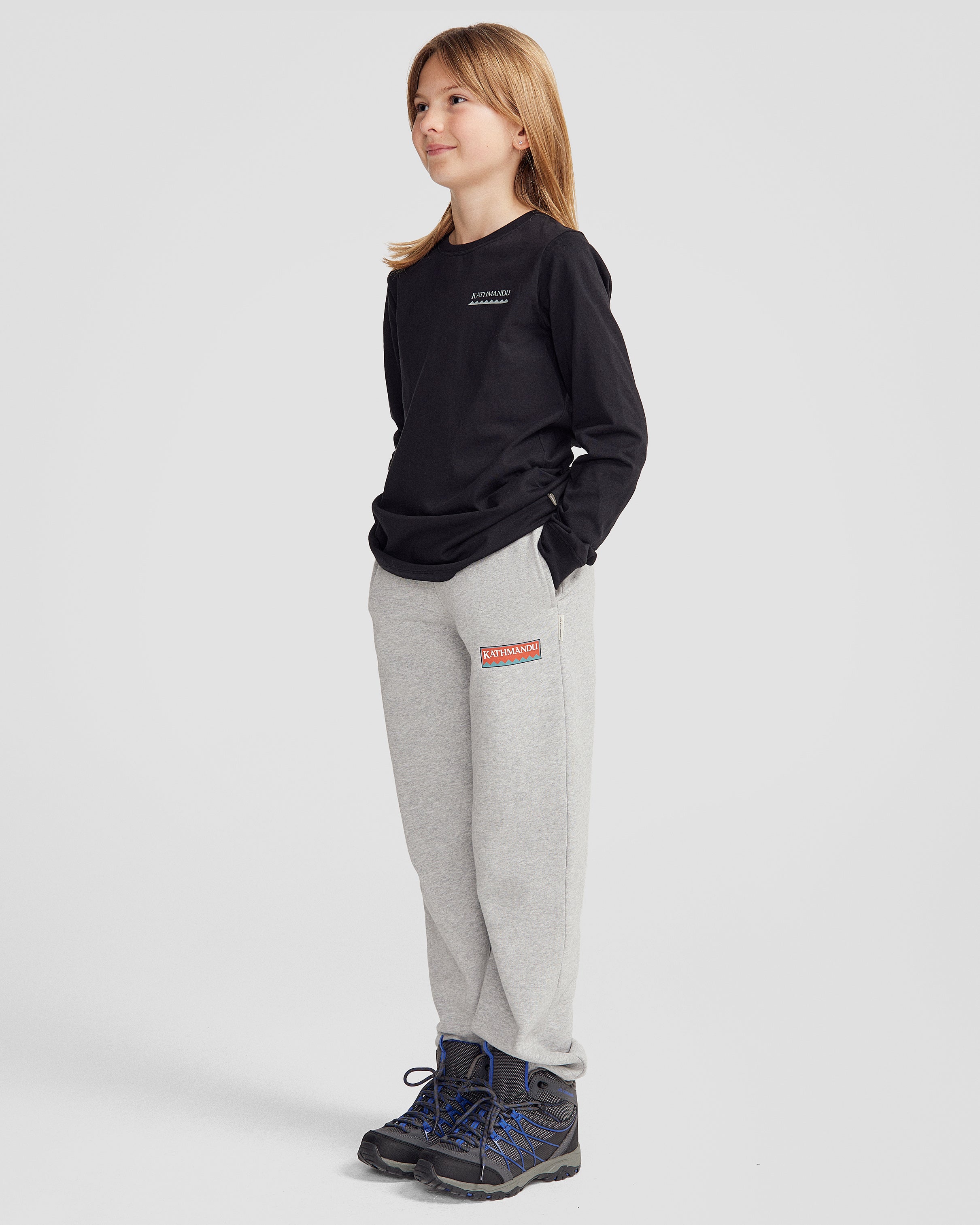 Youth Heritage Organic Cotton Long Sleeve T-Shirt - Black Stingray | Eco-Friendly Kids Casual Wear for School & Play