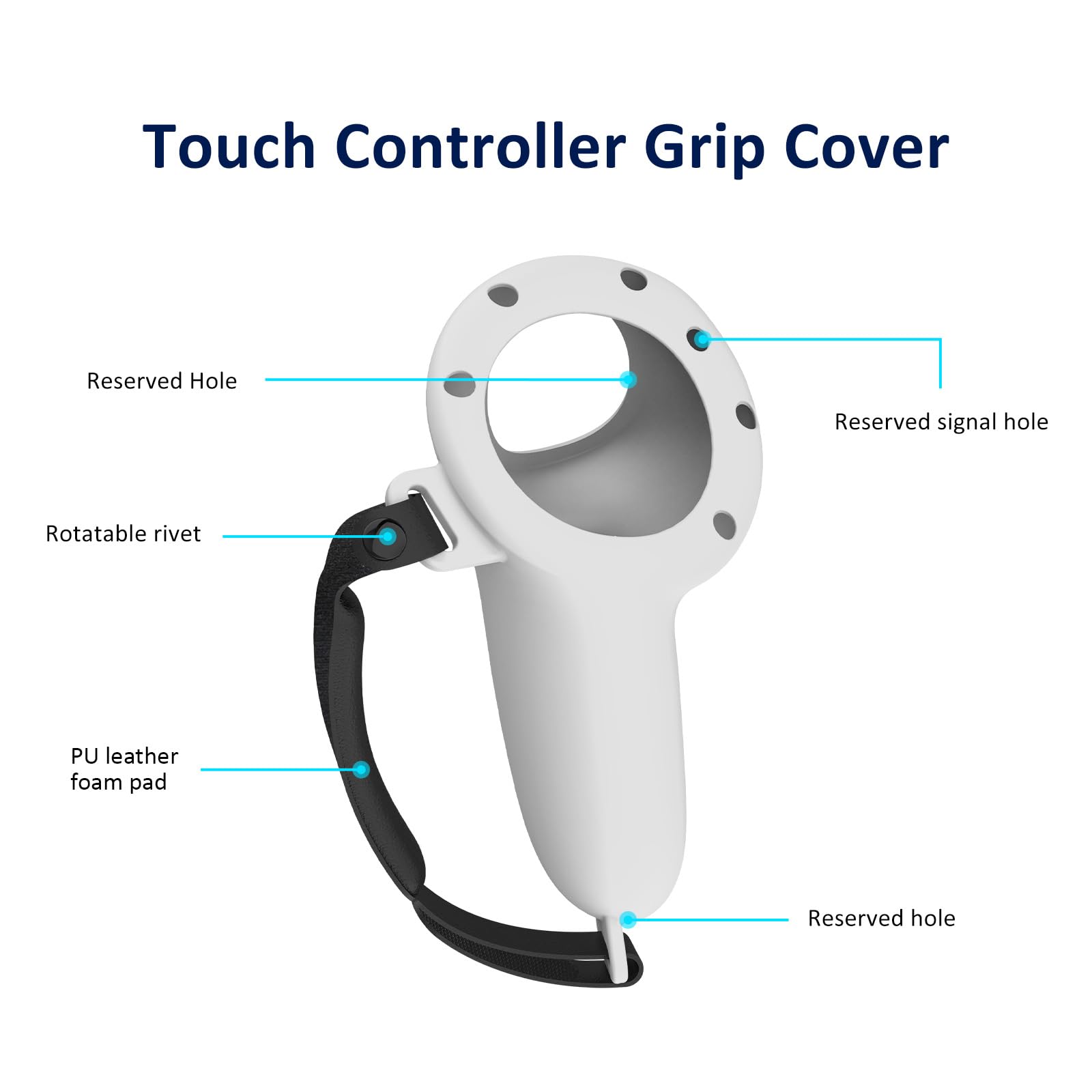 Meta Quest 3 VR Controller Silicone Protective Cover - Non-Slip Grip with Adjustable Strap - White VR Gaming Accessories for Enhanced Comfort & Safety During Intense VR Play