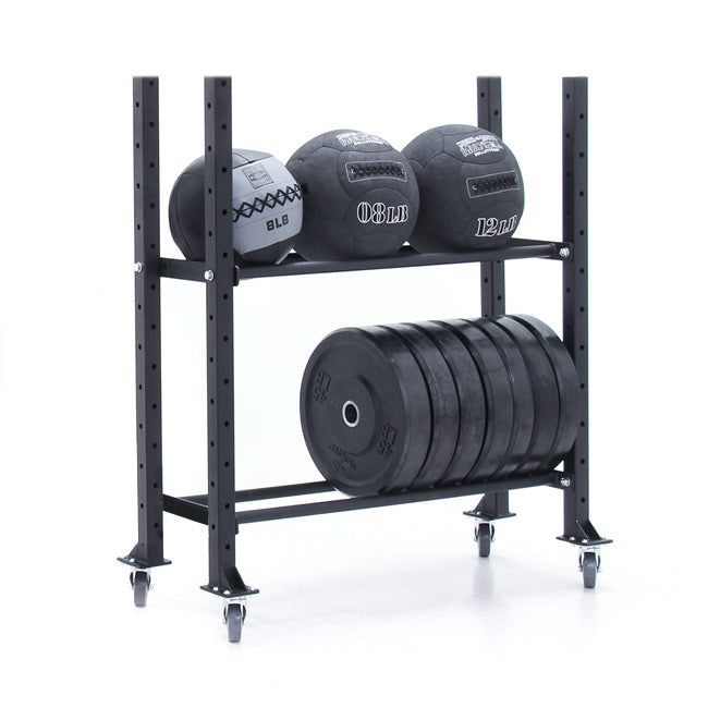XM FITNESS 2-Tier Weight Plate and Dumbbell Storage Rack - Heavy Duty Gym Equipment Organizer for Home & Commercial Use
