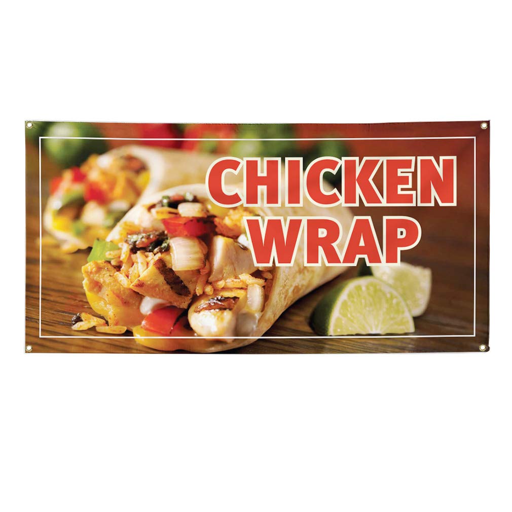 Custom Vinyl Banner - 48x96 Inches Weatherproof Chicken Wrap Outdoor Advertising Sign with 8 Grommets | Restaurant, Food Truck & Industrial Yard Sign | Perfect for Outdoor Events, Grand Openings & Promotions