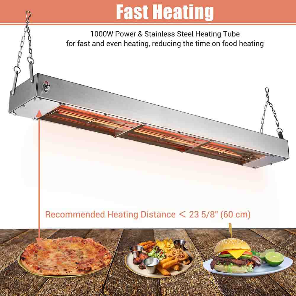 36 Inch Commercial Food Heater Strip Warmer - 110V 1000W Countertop Buffet Warmer for Restaurants, Catering & Home Kitchens