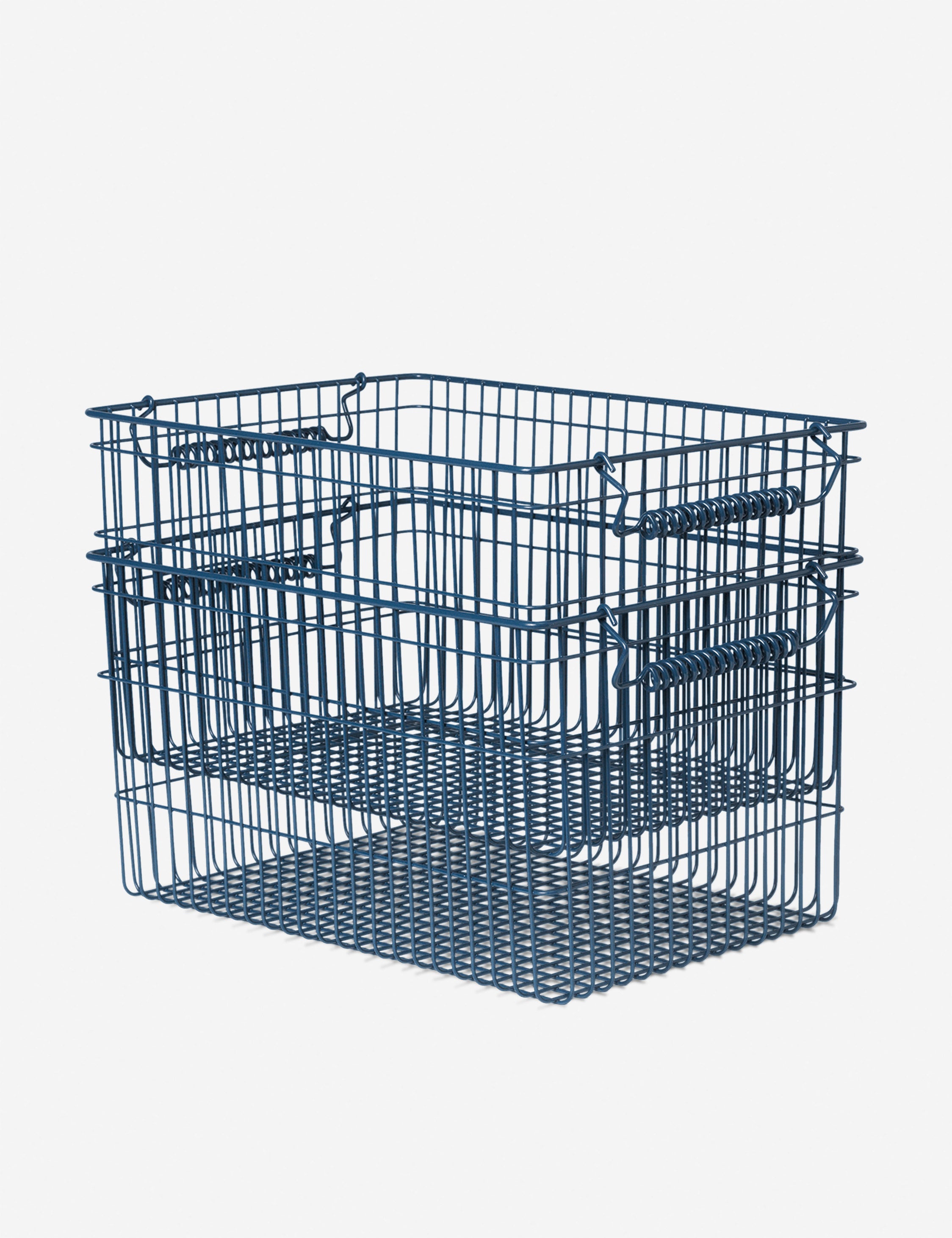 Ferm Living Cala Stackable Baskets - Set of 2, Woven Storage Bins for Home Organization - Perfect for Bathroom, Bedroom, or Kitchen Storage