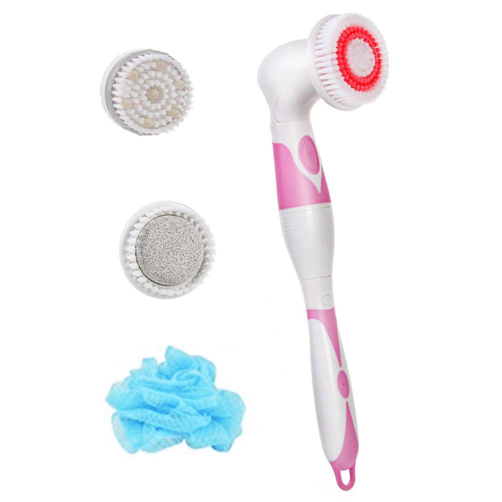 Exfoliating Bath Brush with Handle - Pink Body Scrubber for Smooth Skin, Massage & Cleansing - Perfect for Shower, Spa & Facial Exfoliation