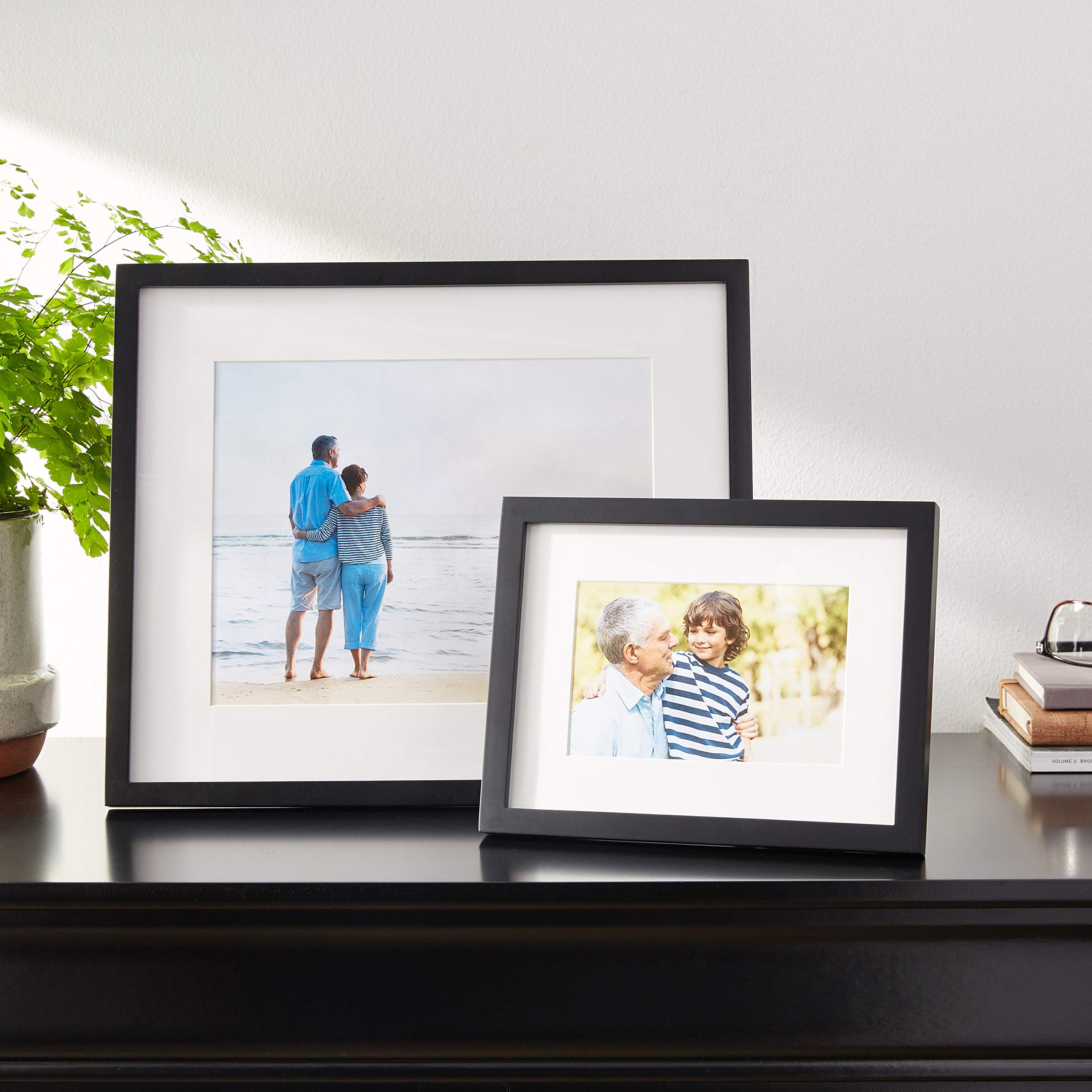 Lawrence Frames Black Wood 11x13 Picture Frame with 8x10 Mat - Perfect for Wall Decor, Home Office & Living Room Displays