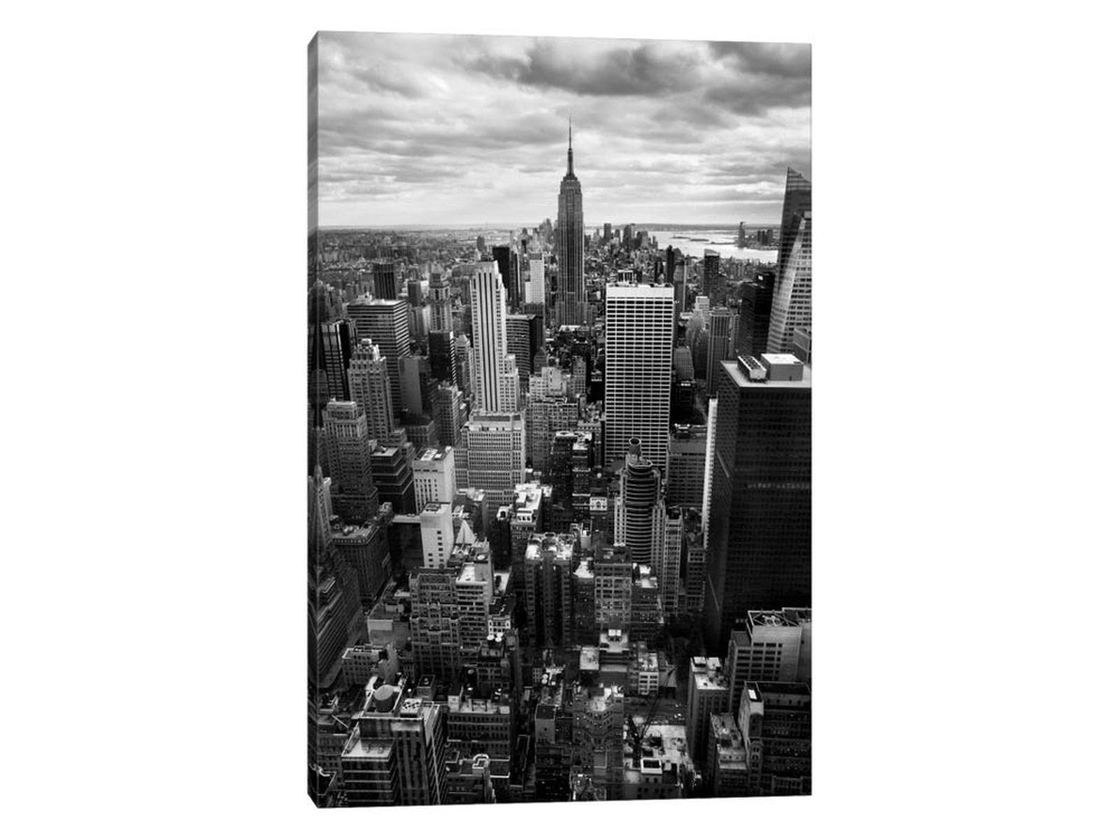 New York City Canvas Wall Art - Black & White NYC Skyline Poster, Framed Wall Decor for Living Room & Home Office - Perfect for Modern Apartment Decor & Gift Ideas (28x40 Inches)