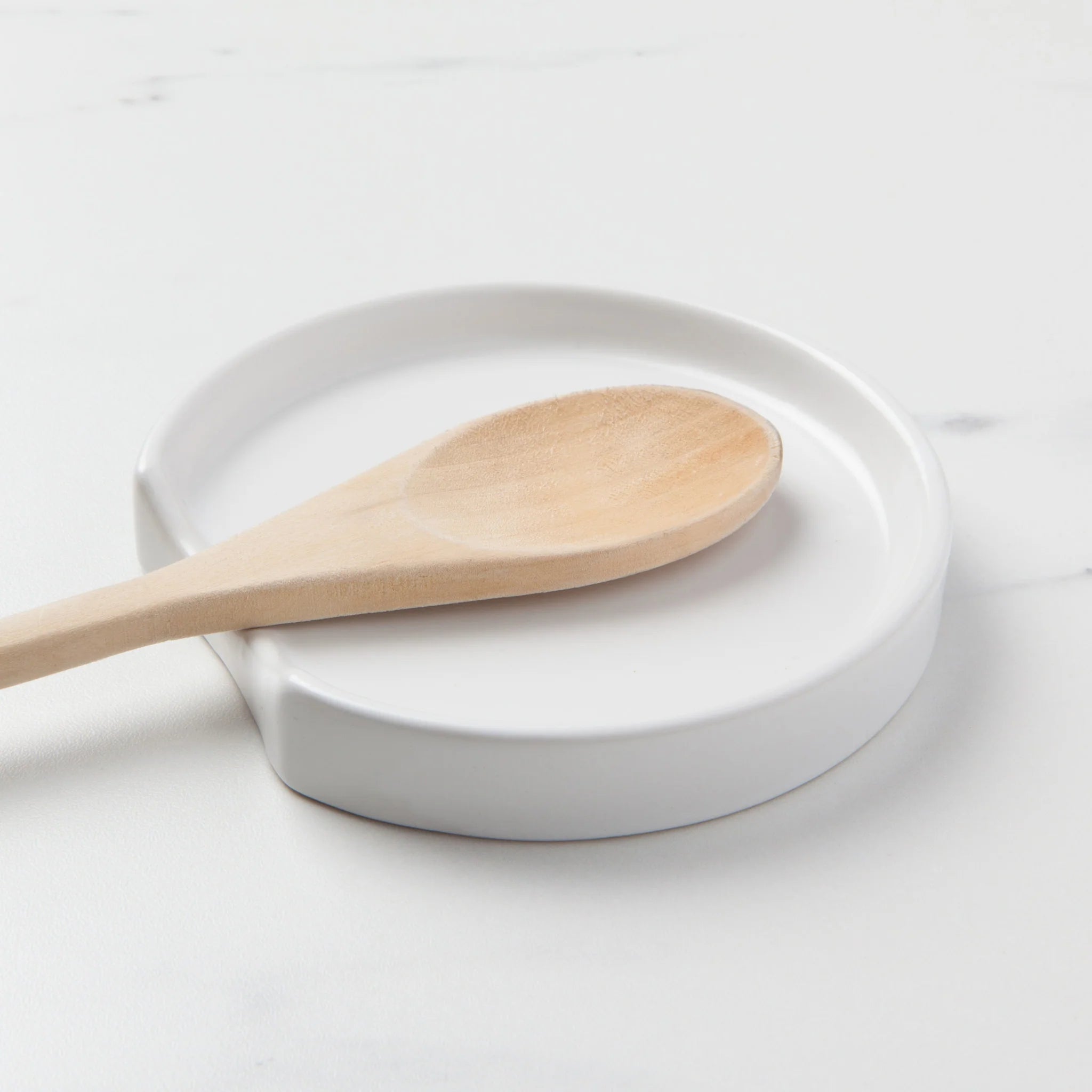 Now Designs Matte White Stoneware Spoon Rest - Heat Resistant Kitchen Utensil Holder for Cooking, Baking & Serving - Perfect for Stovetop, Countertop & Dining Table Use
