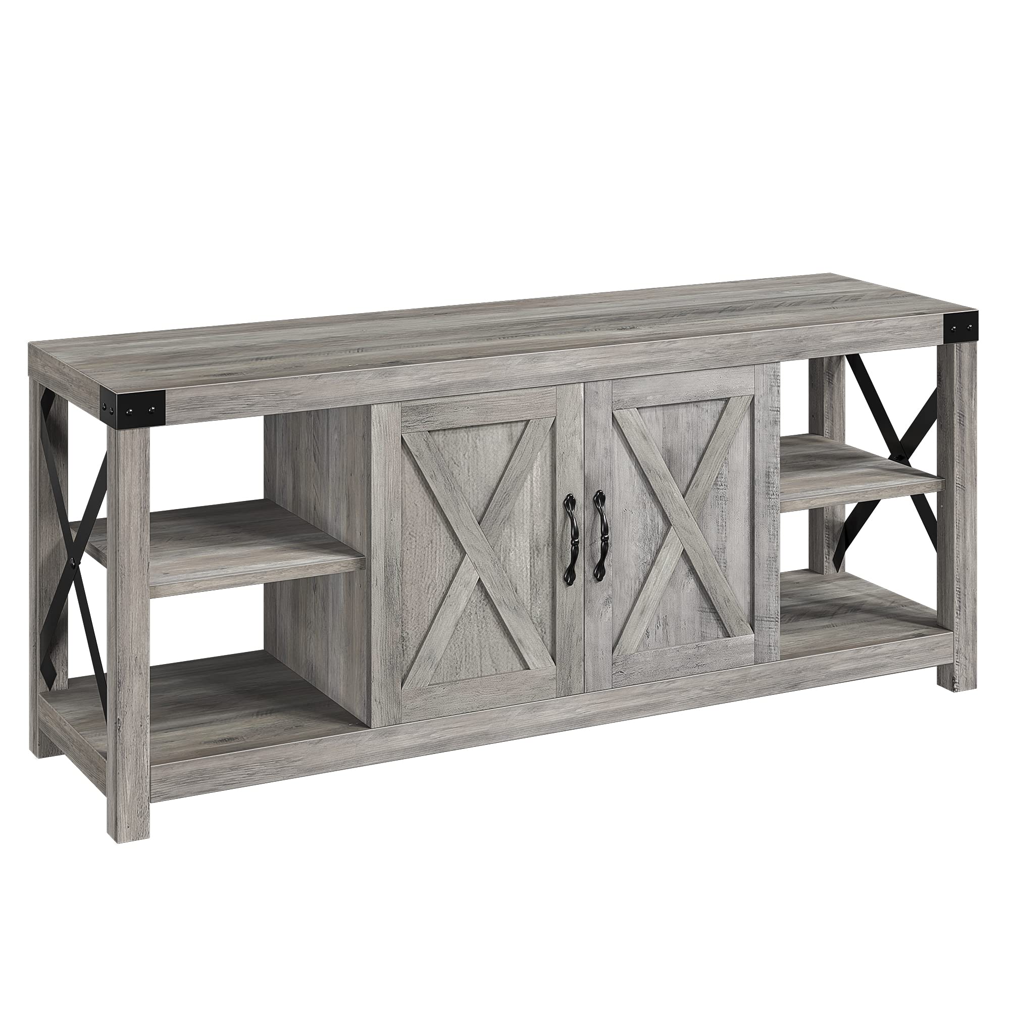 GAOMON 58 Inch TV Stand for TVs up to 50 60 65 Inches - Farmhouse Style Wood TV Cabinet Entertainment Center with Storage & Adjustable Shelves, 59