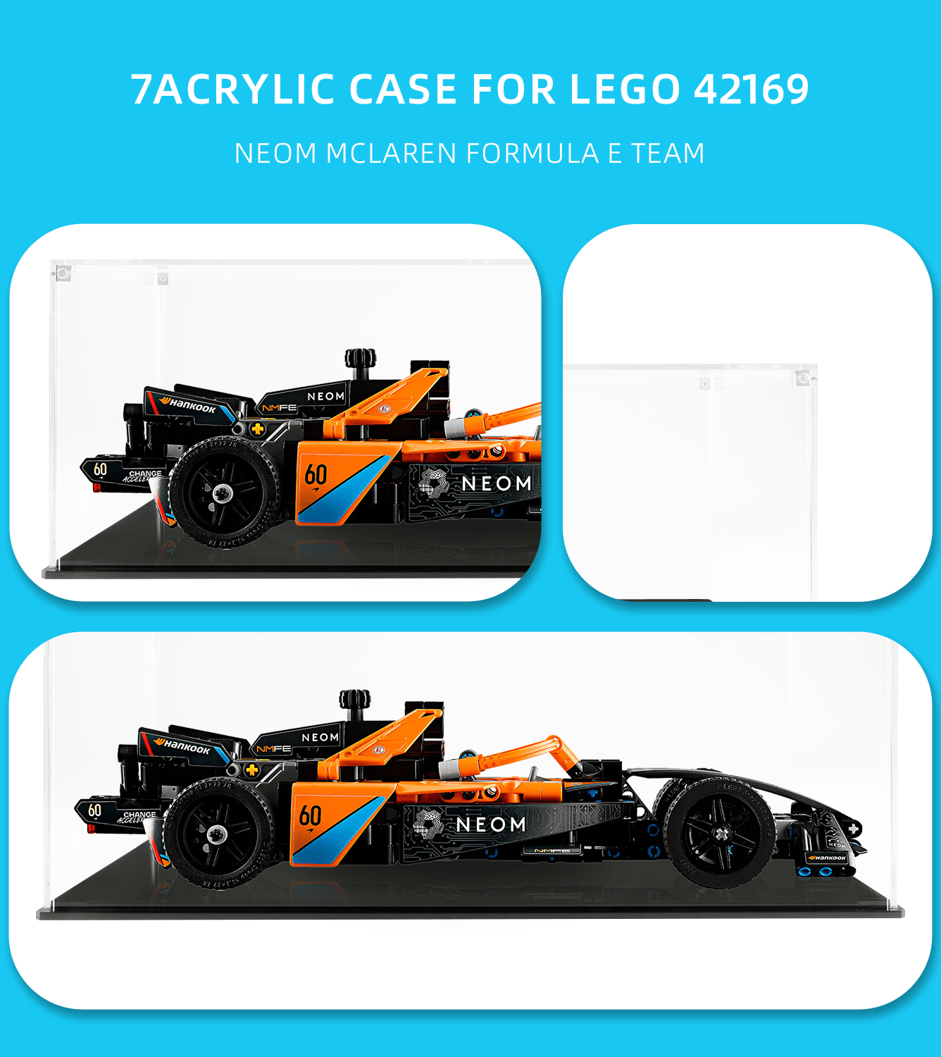 LEGO NEOM McLaren Formula E Team 42169 Display Case - Protective Showcase for LEGO Racing Car Model - Perfect for Home Decoration, Office Display & Collectors Showcase