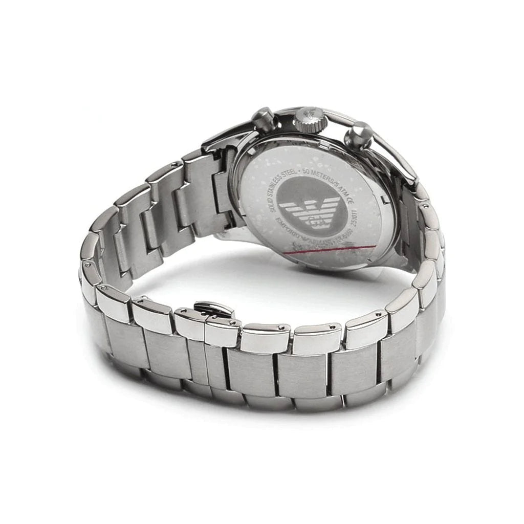 EMPORIO ARMANI AR5860 Men's Chronograph Watch - Silver Stainless Steel Band, Water Resistant, Luxury Dress Watch for Business, Casual & Formal Occasions