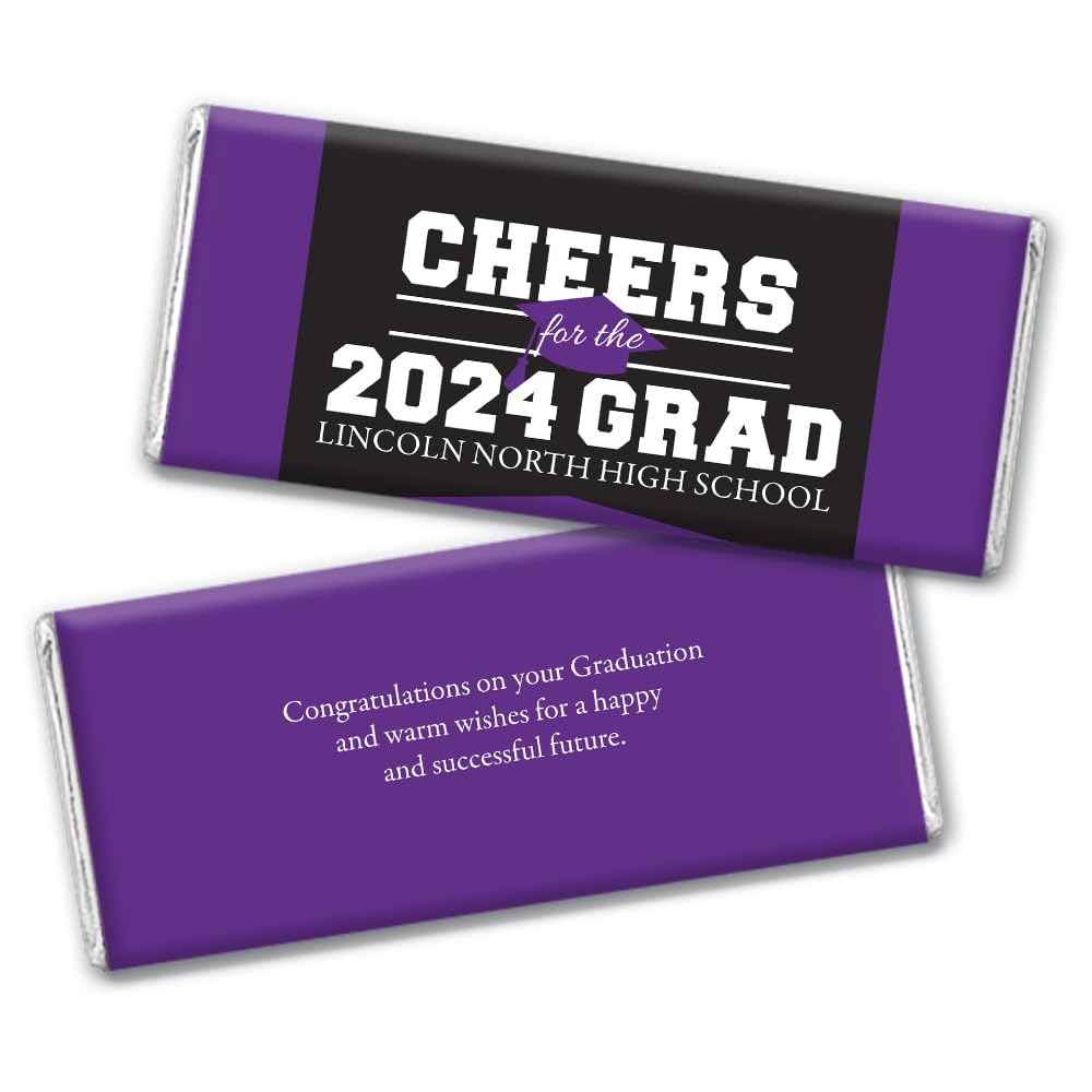 36 Count Personalized Graduation Chocolate Bars - Custom Purple 
