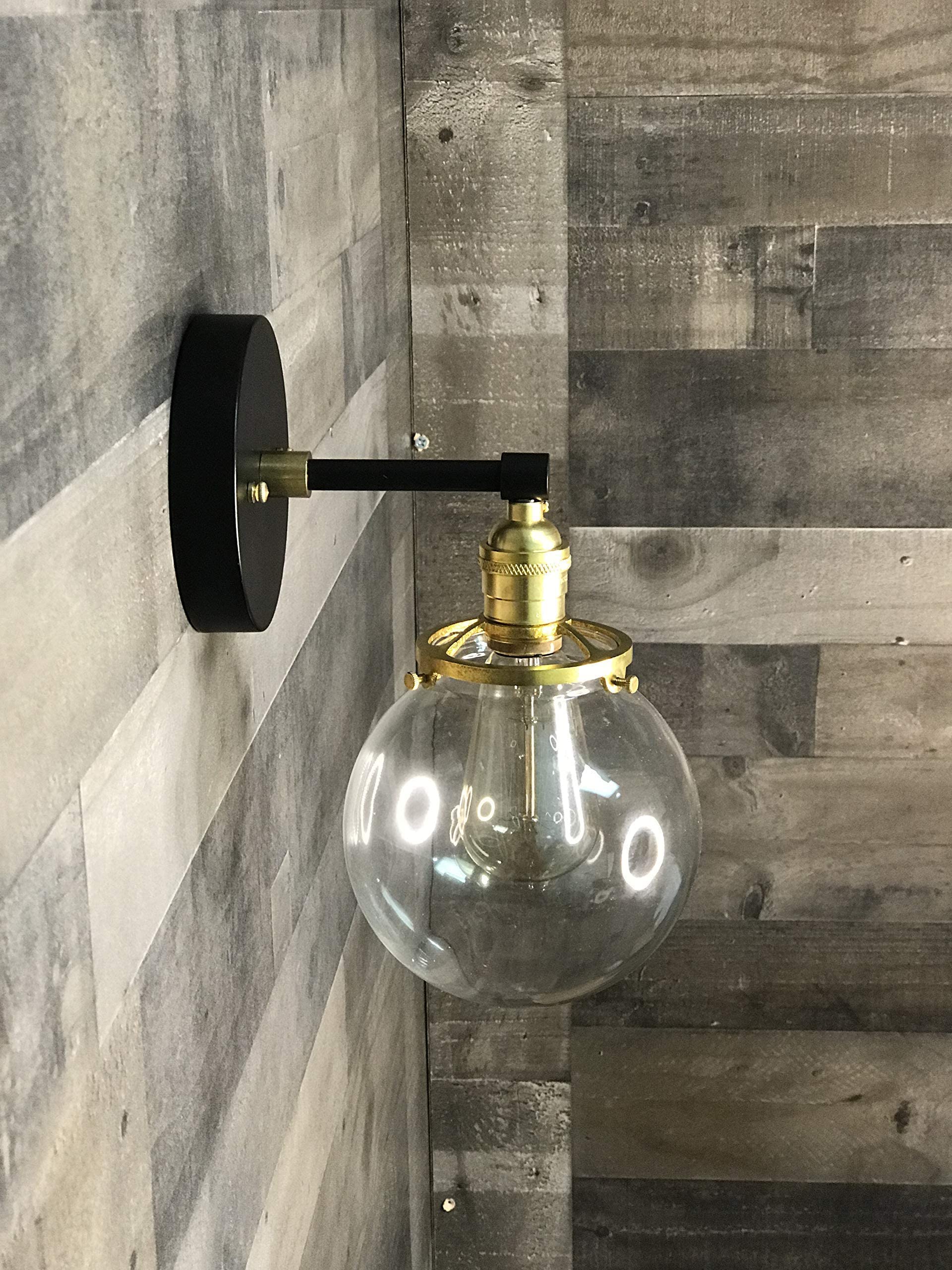 Ambedo 6-Inch Single Light Wall Sconce - Modern Industrial Vanity Globe Fixture for Bedroom, Living Room & Bathroom Lighting Decor