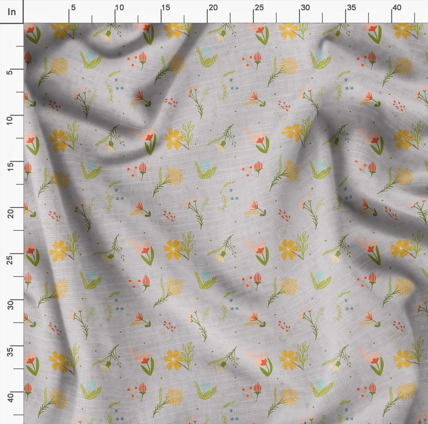 Soimoi Moss Georgette Gray Fabric by The Yard - 42 Inch Wide Printed Fabric with Artistic Leaf & Floral Design for DIY Fashion, Home Decor, and Craft Projects - Elegant Draping Material for Dresses, Curtains, and Scarf Making