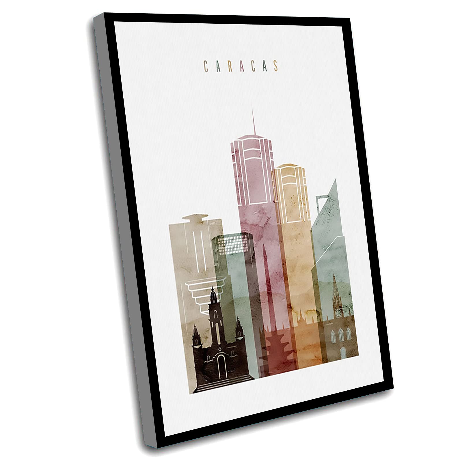 Windrain Cute Room Decor - Caracas Skyline Wall Art Print, 8x12 Inch Framed Venezuela City Poster, Modern Bedroom & Office Decor, Travel Lover Gift (White) - Perfect for Home, Office & Travel Themed Spaces