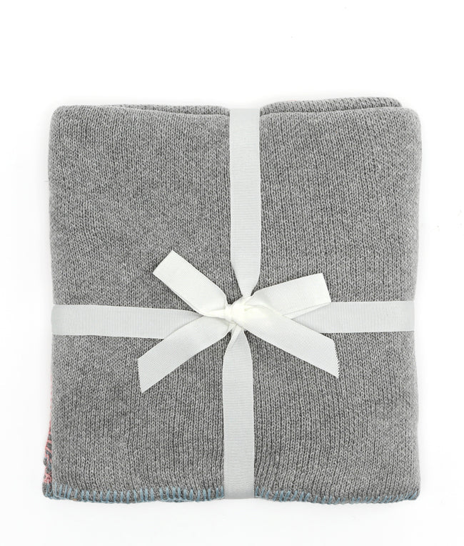 Soft Baby Blanket with Blanket Stitch - Light Blue & Pink for Newborns - Perfect for Nursery, Swaddling, and Stroller Use