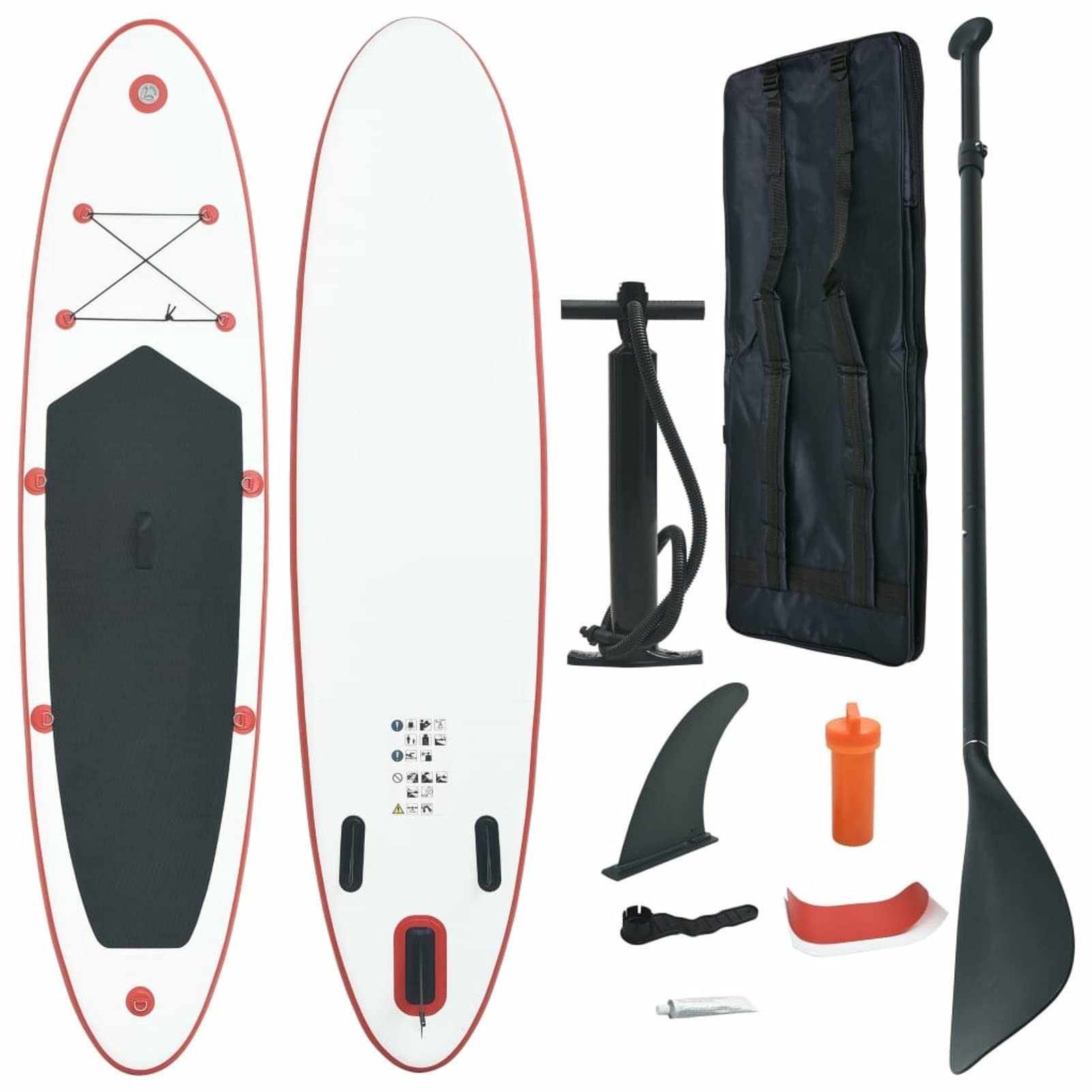 Premium Inflatable Stand Up Paddle Board (SUP) Set - Lightweight & Stable for All Skill Levels - Red & White Design - Perfect for Lakes, Oceans & Yoga - Includes Paddle, Pump & Carry Bag