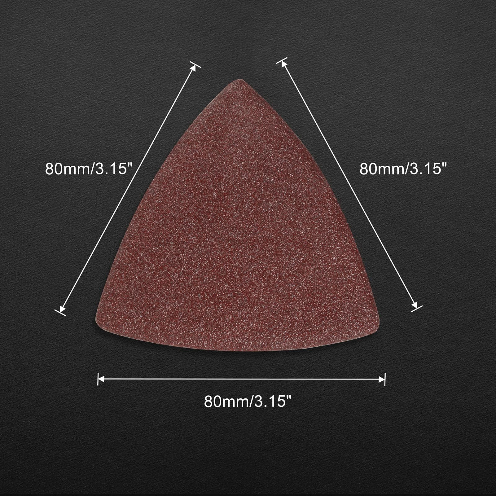 30 Pcs 3-1/8 Inch (80mm) Triangular Hook & Loop Sanding Pads for Oscillating Multitools - 80 Grit No Hole Sandpaper for Wood, Metal Polishing & Detail Sanding - Perfect for DIY Projects, Furniture Refinishing & Automotive Repair