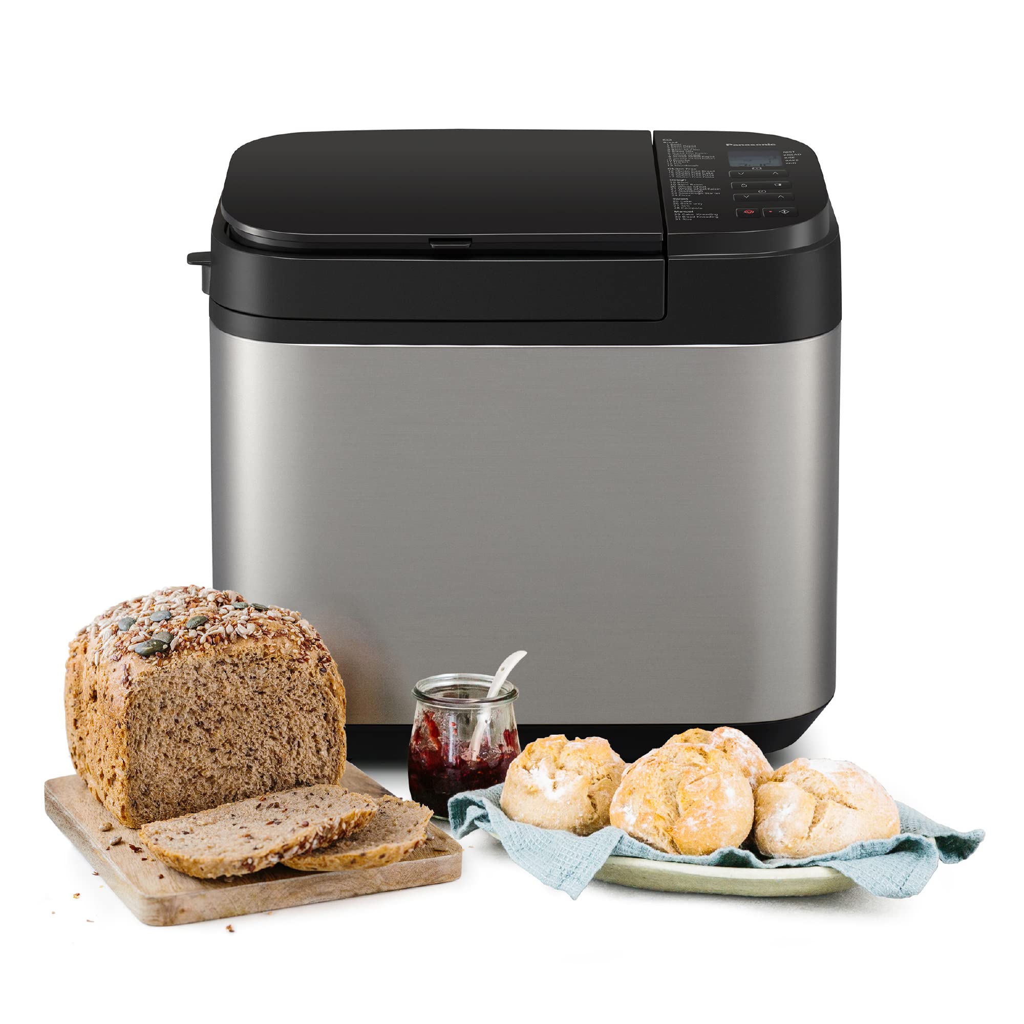 Panasonic SD-YR2550SXC Fully Automatic Bread Maker with 31 Programs - Horizontal Design, Yeast Dispenser & Dual Temp Sensors - 13-Hour Digital Timer (Silver) | Perfect for Home Baking, Breakfast & Healthy Snacks