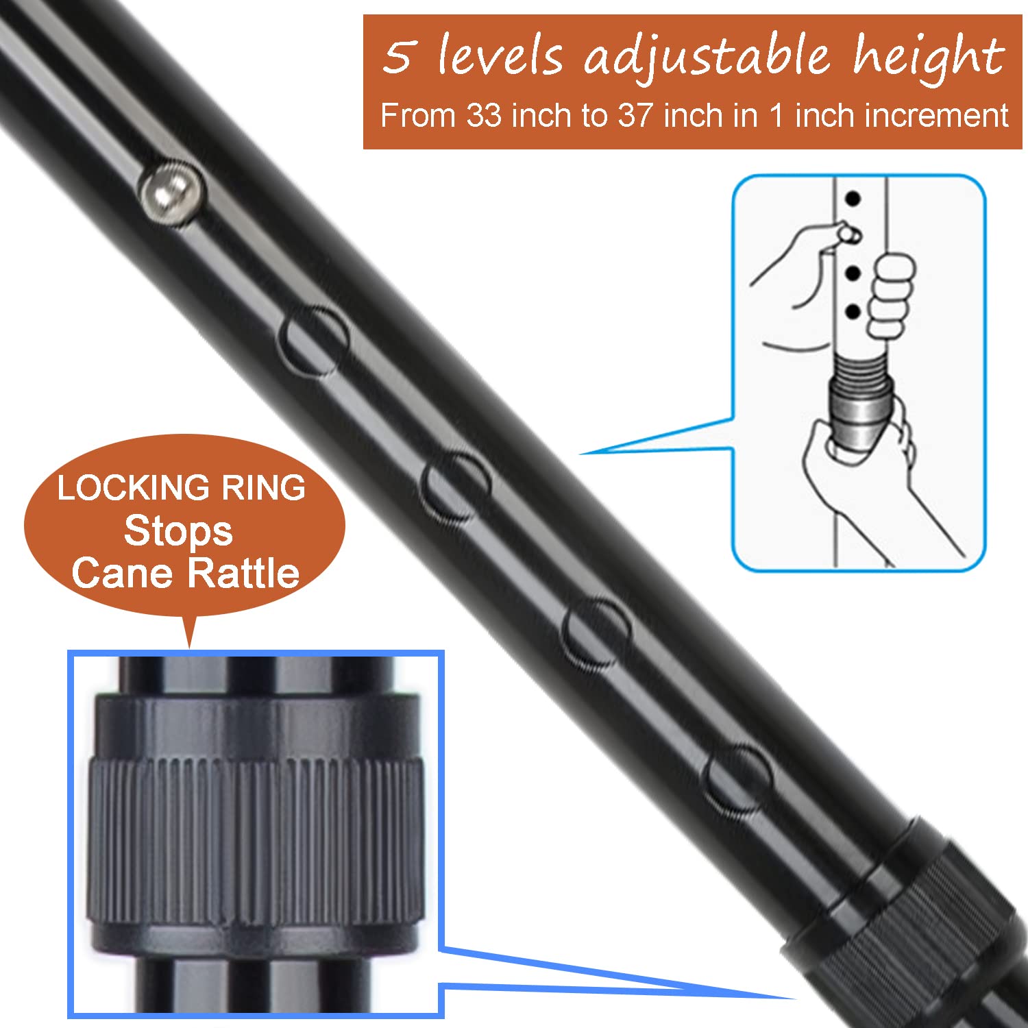 Adjustable Folding Walking Cane for Men & Women - Lightweight Printed Cane for Seniors with 250lbs Weight Capacity - Perfect for Travel, Hiking, and Daily Mobility Support