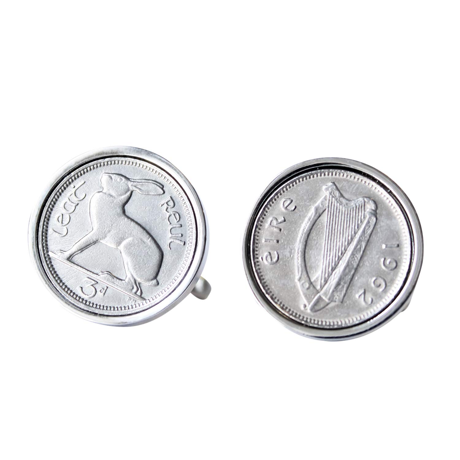 1962 Irish Coin Cufflinks for 61st Birthday - Lucky Anniversary Gift for Men with Elegant Presentation Box - Perfect for Father's Day, Graduation & Special Occasions