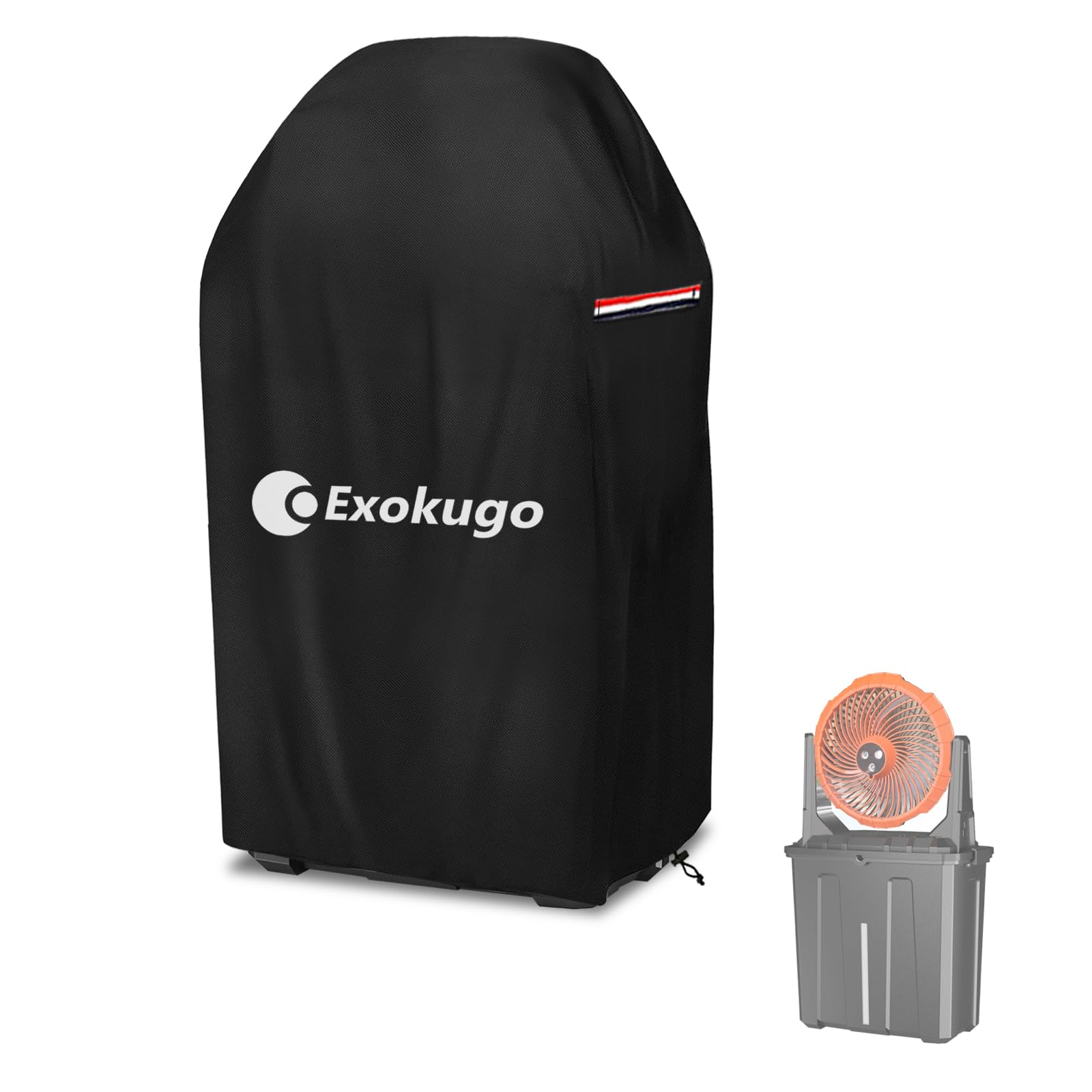 9L Bucket-Portable Misting Fan Cover - 10 Inch Heavy Duty 600D Waterproof Outdoor Fan Cover for Patio, Camping, Pool Parties - Dustproof Cooling Fan Shade for Floor Fans - Black