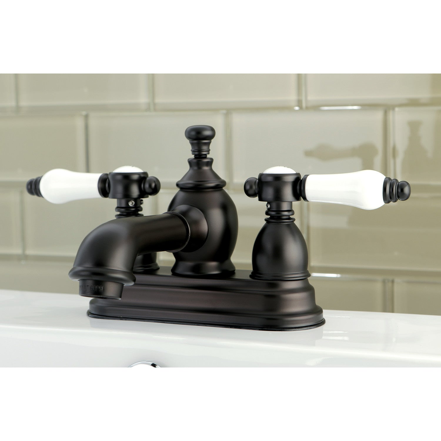 Bel Air KS7005BPL Oil Rubbed Bronze 4-Inch Centerset Bathroom Faucet - Double Handle 3-Hole Deck Mount with Brass Pop-Up Drain - Perfect for Modern Bathroom Vanities and Powder Rooms