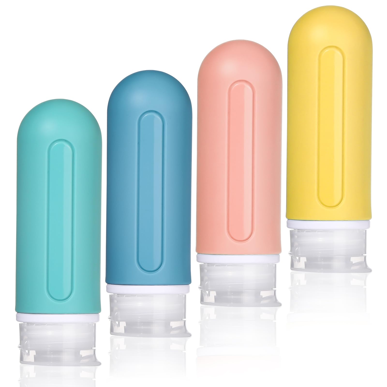 RONRONS 4-Pack Leak Proof Travel Bottles (3oz) - Silicone Toiletry Containers for Shampoo, Lotion & Cream - Perfect for Air Travel, Gym & Vacation Essentials