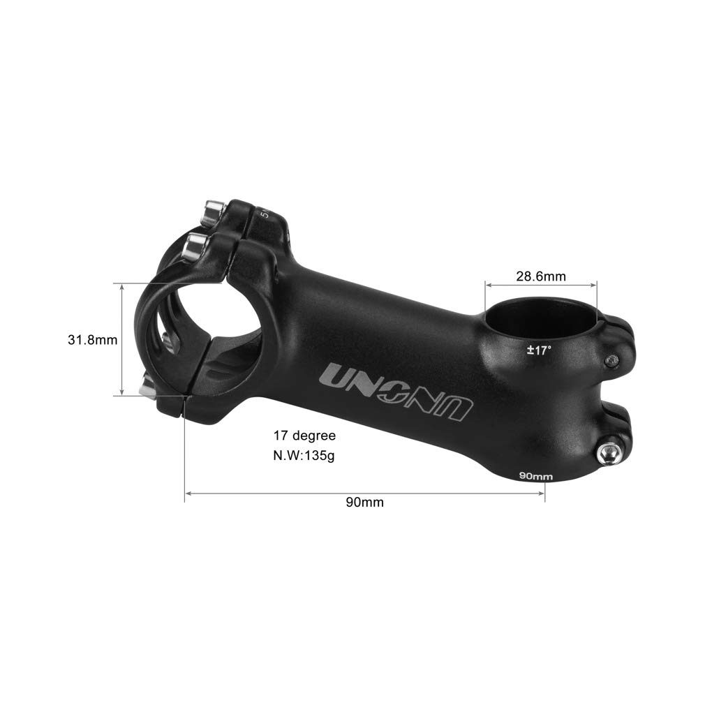 BESNIN 17° Bicycle Stem 31.8mm - 60/70/90/110/130mm MTB Handlebar Stem for Mountain Bike, Road Bike, BMX | Lightweight Aluminum Alloy Cycling Stem for Trail Riding, Commuting & Urban Cycling