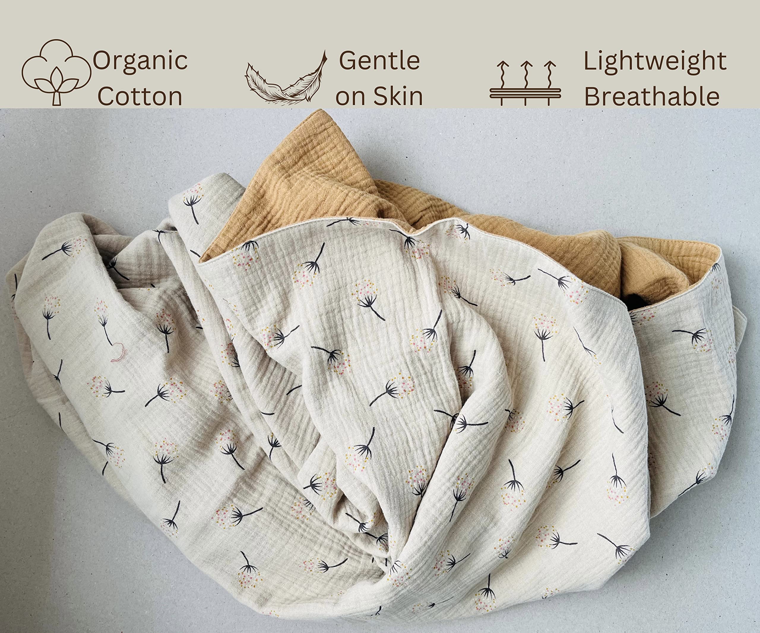 Leyl&Ari Muslin Toddler Quilt - Soft Baby Blanket for Boys & Girls | Organic Cotton Gender-Neutral Newborn Blanket | USA-Made Nursery Essential for Crib, Stroller & Swaddling