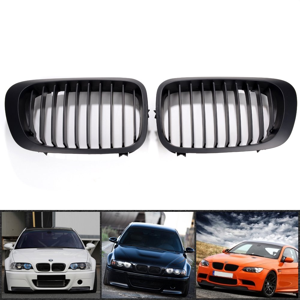 Luxury Front Hood Kidney Grill Grille for 1999-2002 BMW E46 Coupe & Cabriolet (Pre-Facelift) - Matte Black | Snap-On Design | Perfect for Car Upgrades & Customization