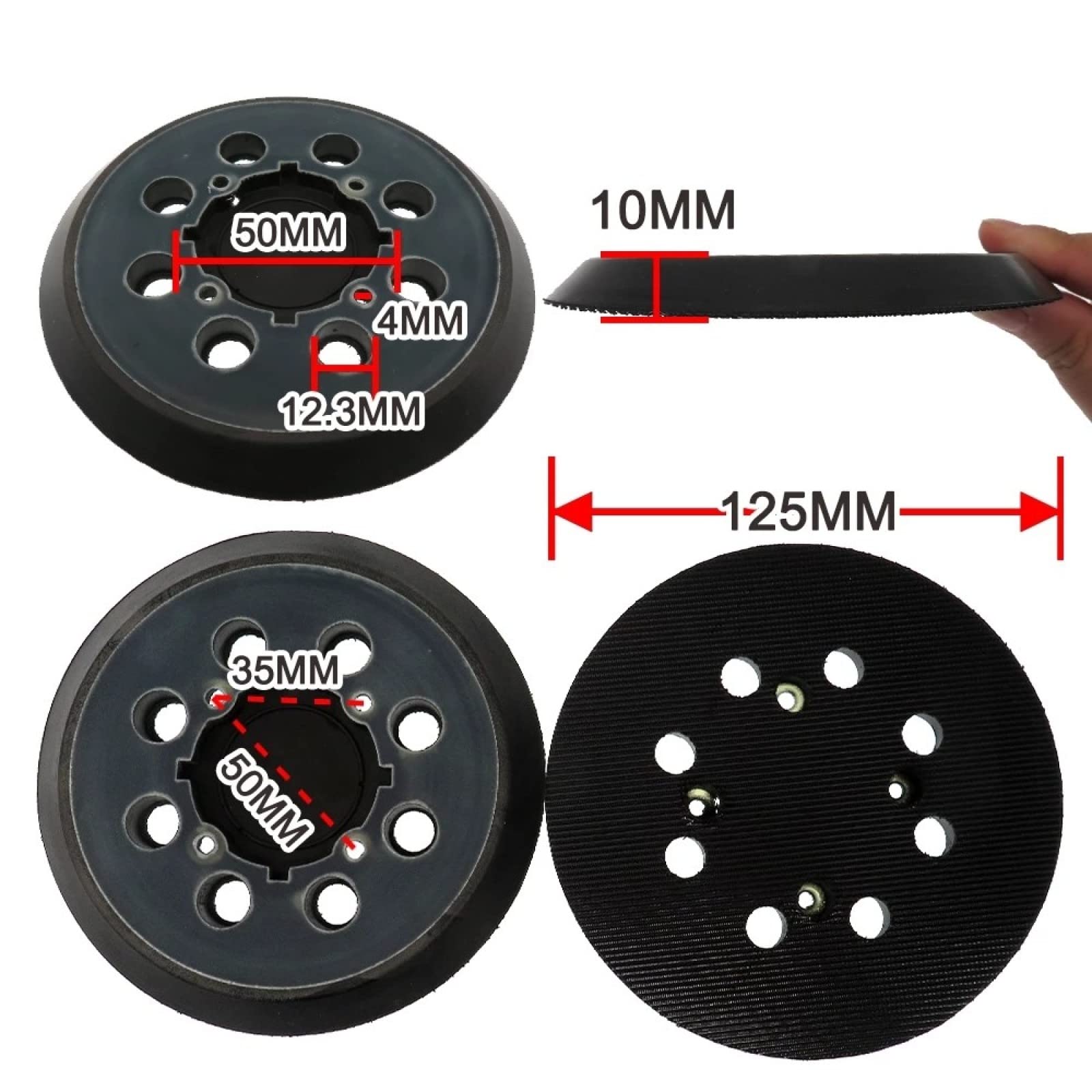 3Pcs 5 Inch Sanding Pads with 8-Hole Hook & Loop Backing - Compatible with Orbital Sanders - Perfect for Woodworking, Metal Polishing & Auto Body Sanding