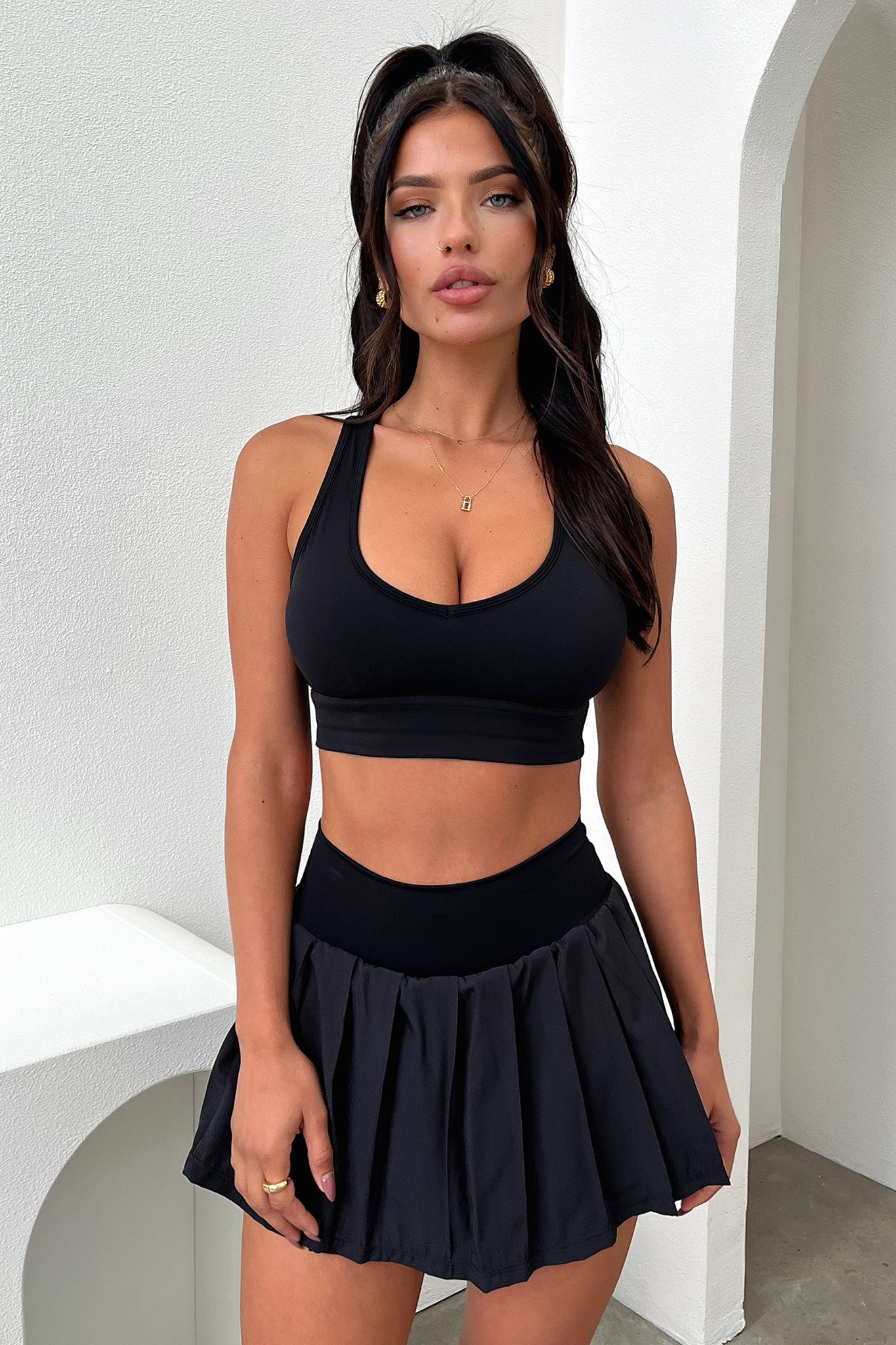 Alani Women's Tennis Skort - Black | Athletic Skirt with Built-in Shorts for Tennis, Golf & Running | Comfortable & Stylish Activewear
