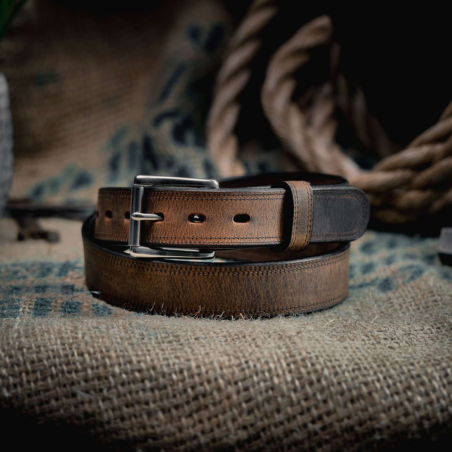 Montana Bison Leather Belt - 1.5 Inch Wide Double Layer Genuine Leather Belt for Men | Durable Western Style Belt for Cowboy, Rancher & Outdoor Enthusiasts