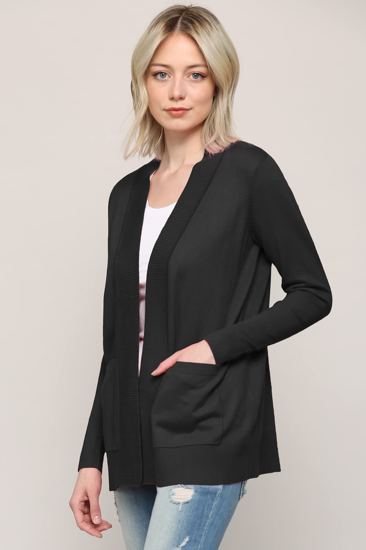 Johnny Women's Open Front Long Sleeve Knit Cardigan Sweater with Pockets - Cozy Casual Loungewear for Fall & Winter | Perfect for Office, Home & Coffee Dates
