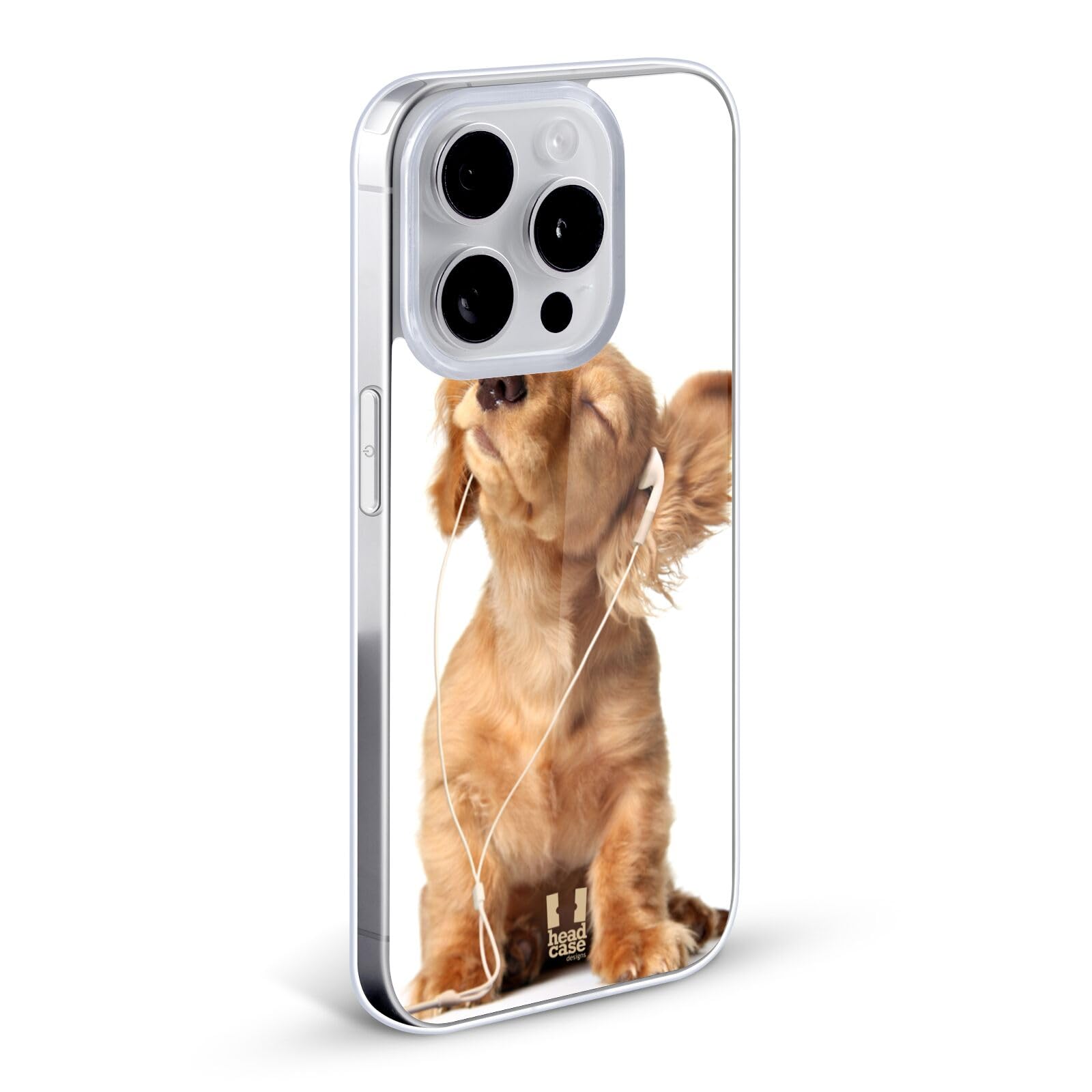 Funny Young Puppy Listening to Music Soft Gel Phone Case - Compatible with Apple iPhone 11 Pro, Cute Animal Design for Music Lovers & Pet Owners - Perfect Gift for iPhone Users, Daily Use & Travel Protection