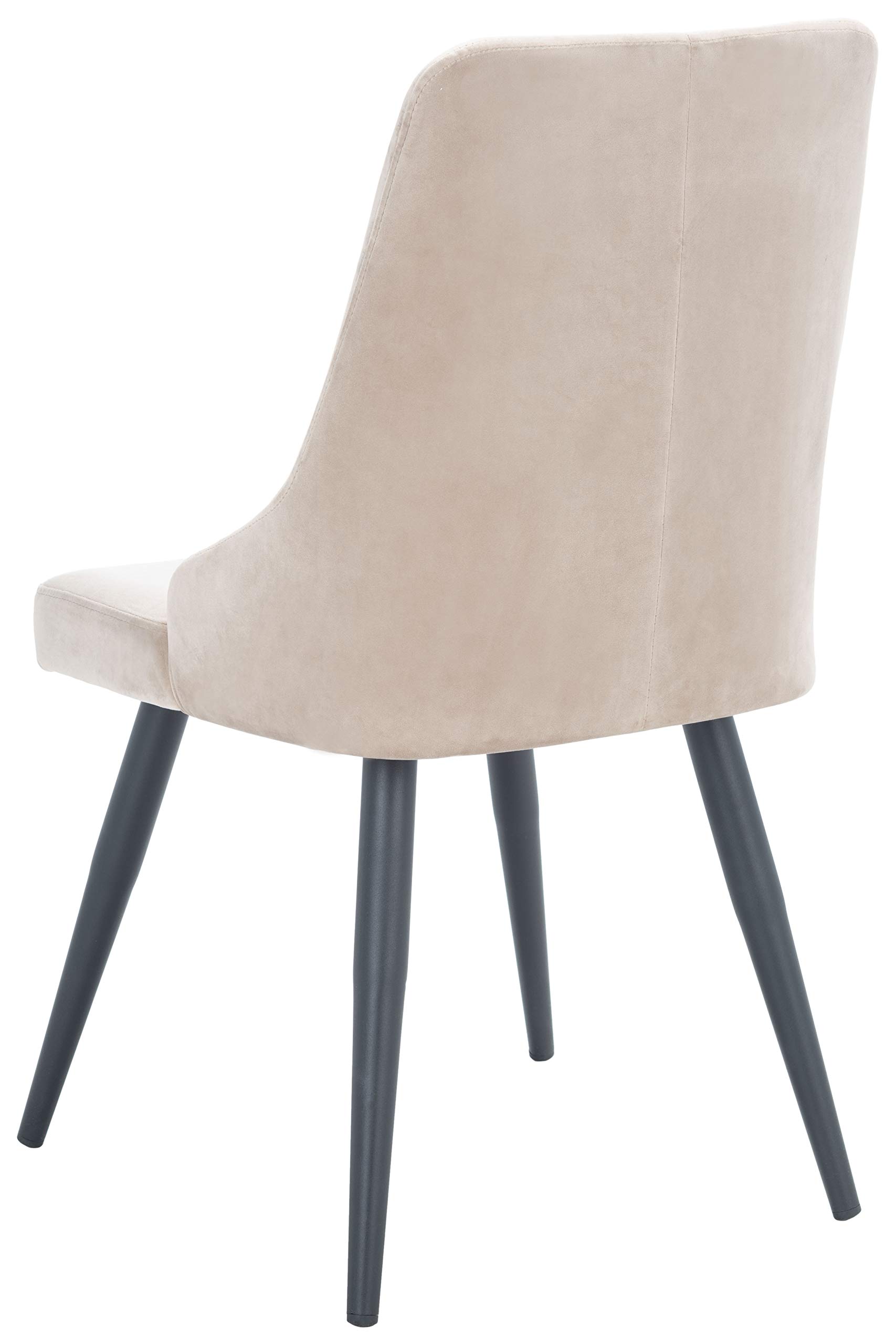 SAFAVIEH Zoi Velvet Dining Chairs Set of 2 - 19 Inch Modern Upholstered Side Chairs for Kitchen, Dining Room & Office - Taupe & Black Velvet Fabric Seating