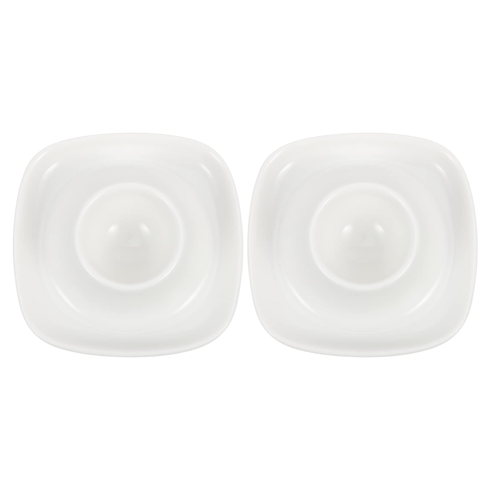 Cabilock 2-Piece White Ceramic Egg Holder Set with Base Bracket Plate - Perfect for Kitchen Countertop, Pantry Organization & Farmhouse Decor