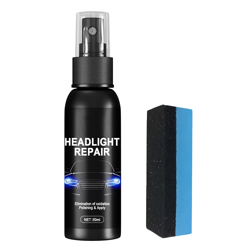 50ML Car Headlight Restoration Kit - UV Protection Headlight Polish & Cleaner with Sponge for Fog Lights, Windows & Brake Lights | Headlamp Repair Fluid for Clear Vision & Night Driving Safety