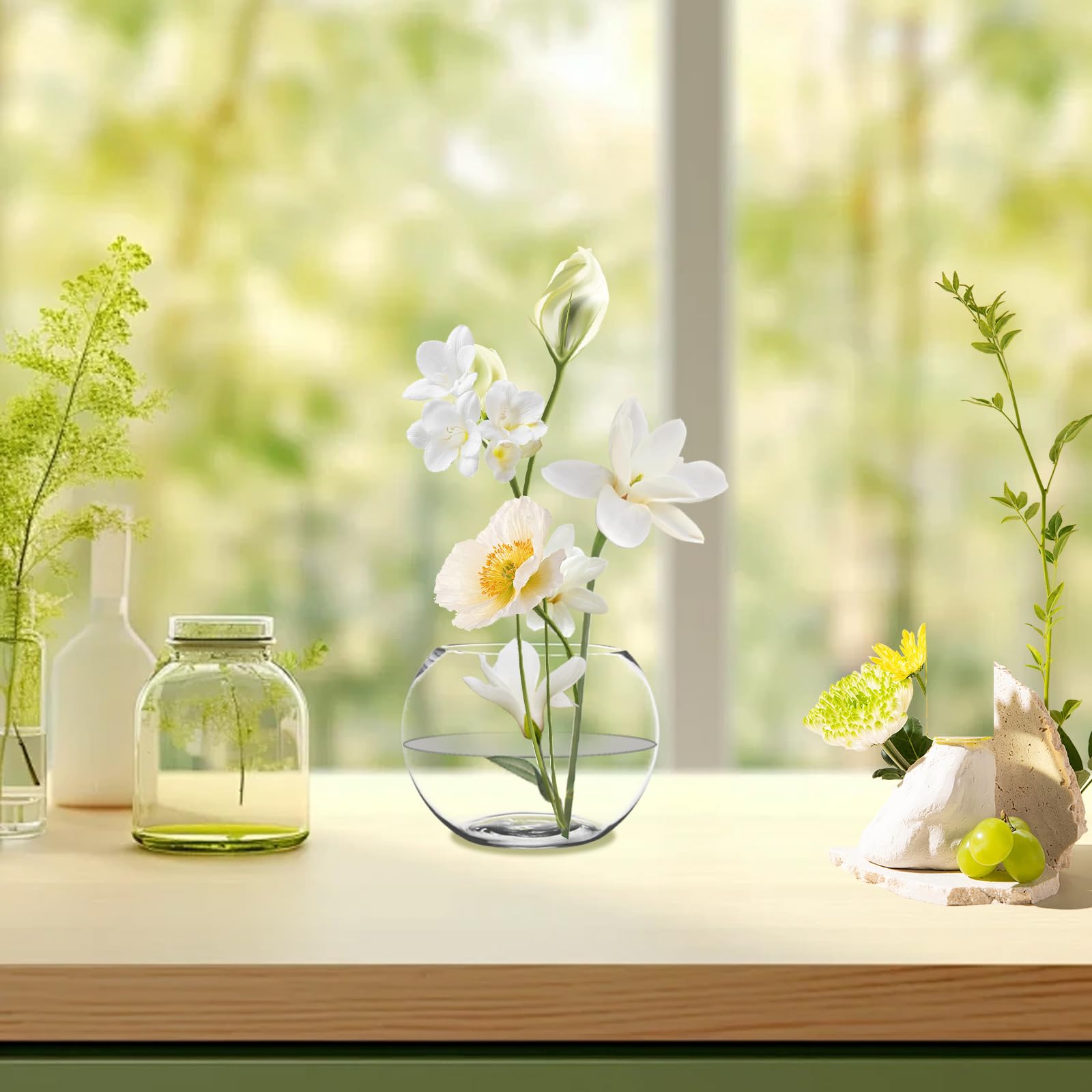 6 Pack Clear Glass Bubble Bowl Vase - 4.7