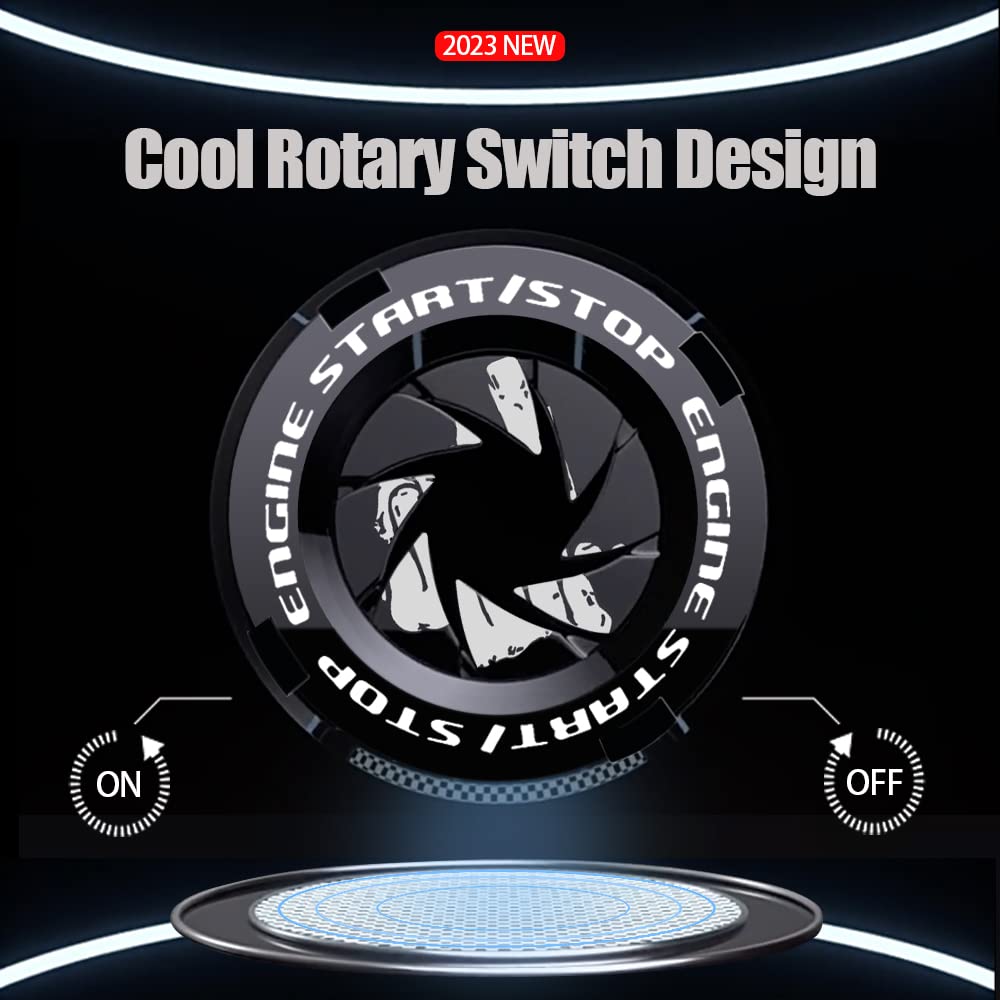 Rotary Push Start Button Cover - Black Car & Motorcycle Accessory for Engine Start Stop