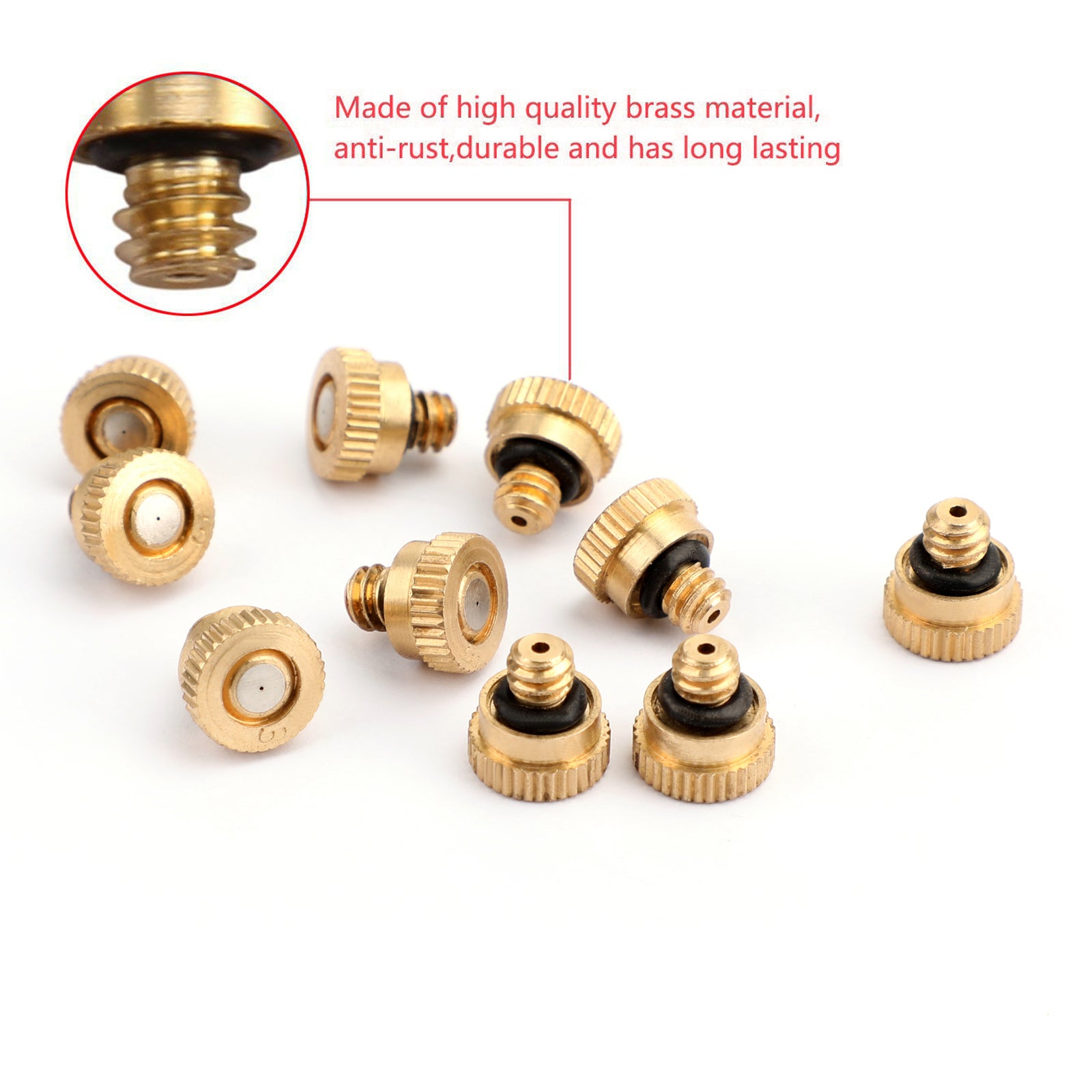 10X Brass Misting Nozzles - High Pressure Water Spray Nozzles for Outdoor Cooling Systems (0.012