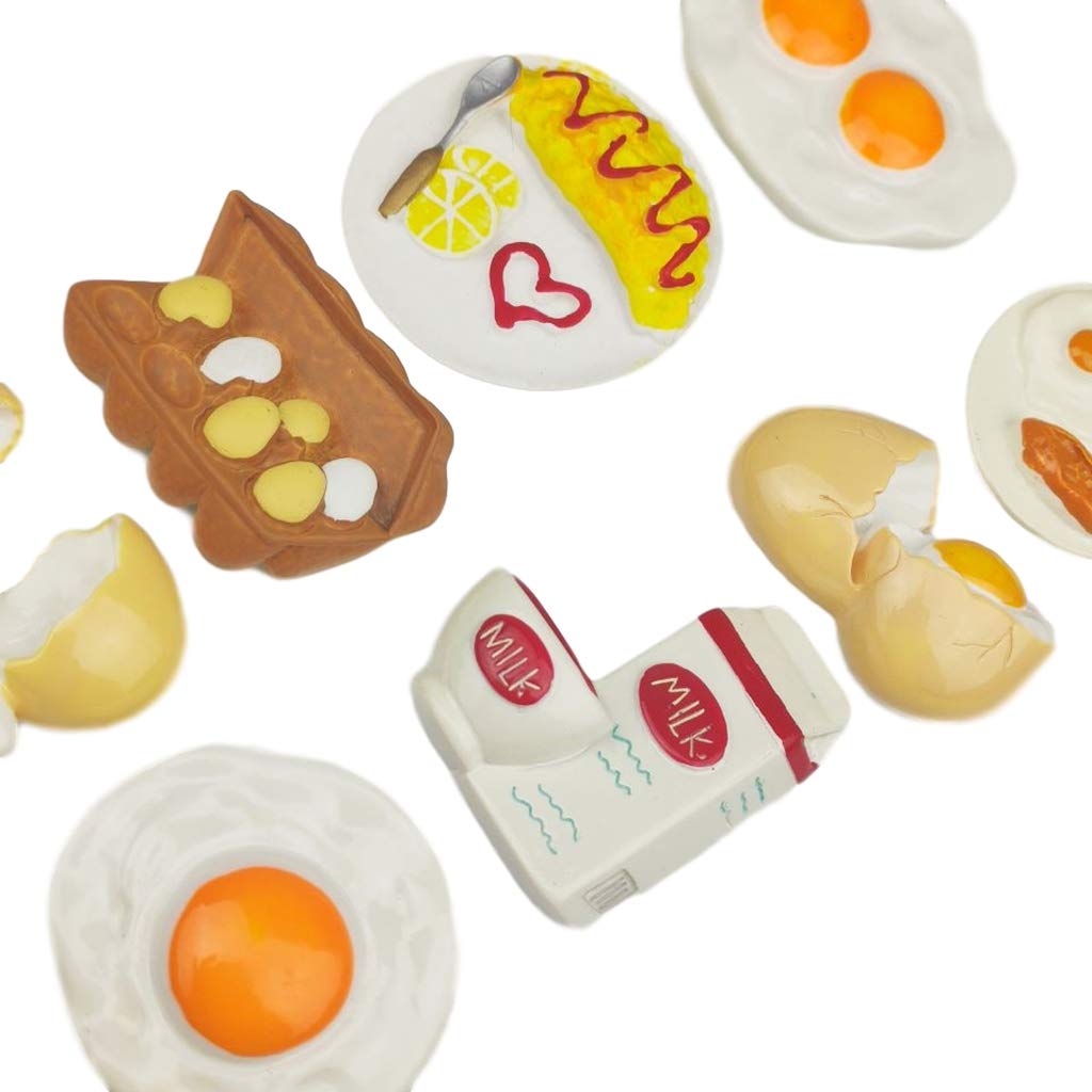 8-Piece 3D Resin Refrigerator Magnets Set - Breakfast Egg Series, Cute Kitchen Decor, Fridge Magnetic Stickers for Photos & Notes, Perfect for Home, Office & Dorm Room Organization