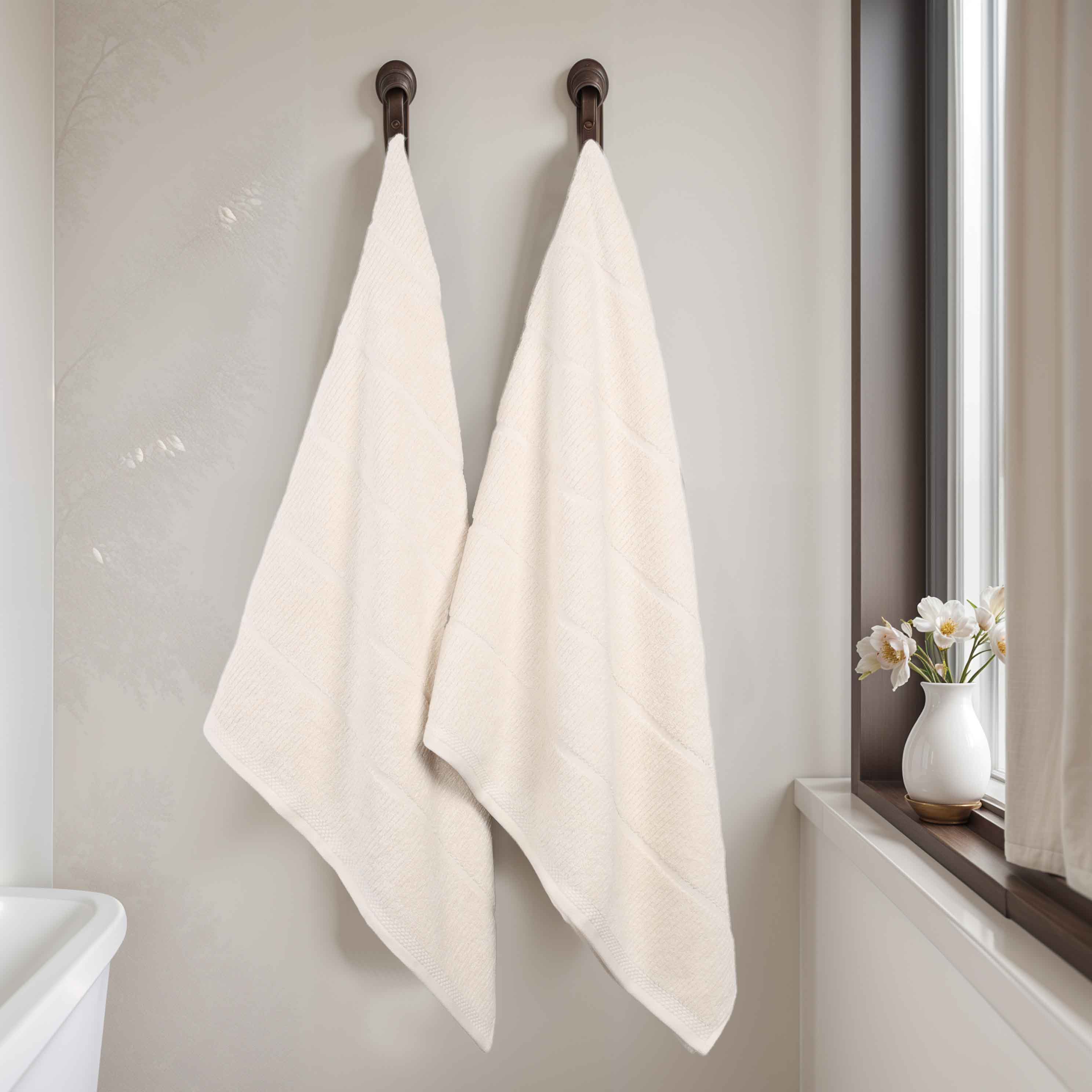 Milo Smart Twist Cotton Solid Ribbed Design Bath Sheets, Set of 2 - Ultra Soft & Absorbent Luxury Towels for Spa, Bathroom & Beach Use