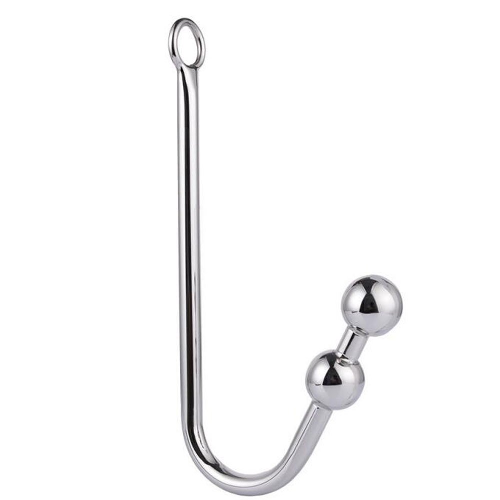 Stainless Steel Anal Hook with Double Balls & Ring - Unisex Adult Bondage Fetish Sex Toy for BDSM, Couples Play & Sensual Exploration