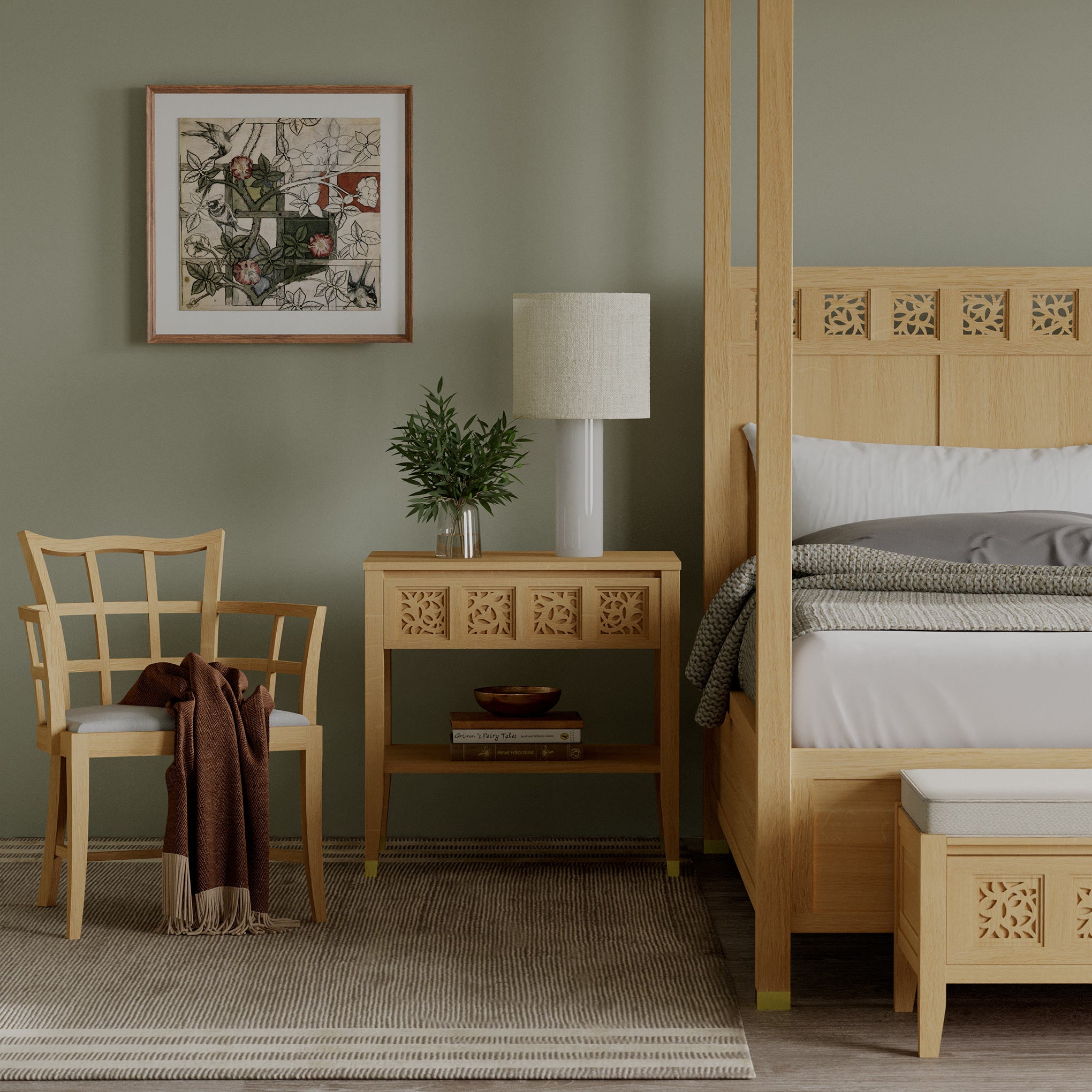 Surrey Hills Open Nightstand with Wood Top - Modern Bedside Table for Bedroom, Living Room, or Office - Stylish Storage Solution for Books, Lamps & Essentials